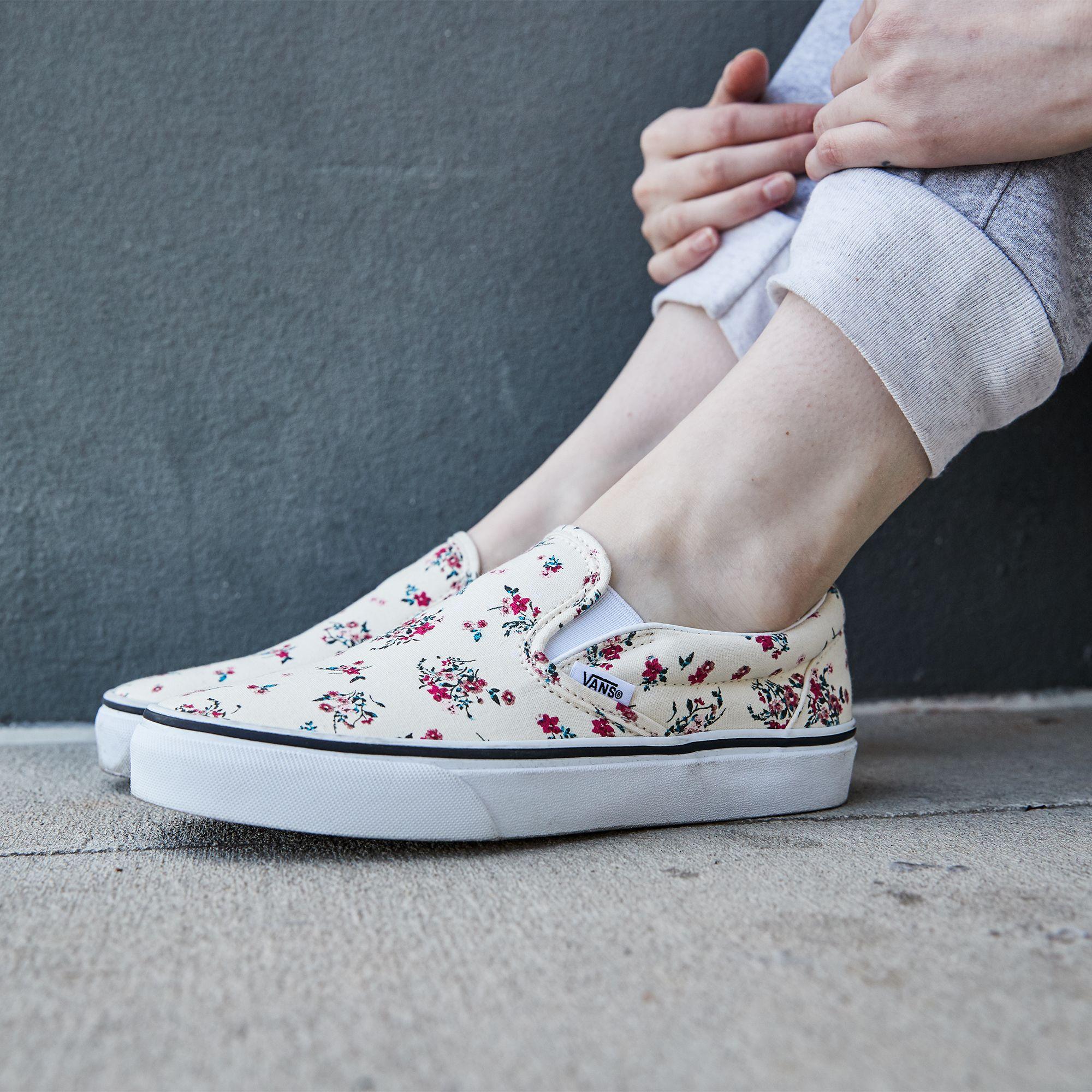 slip on sneakers with flowers