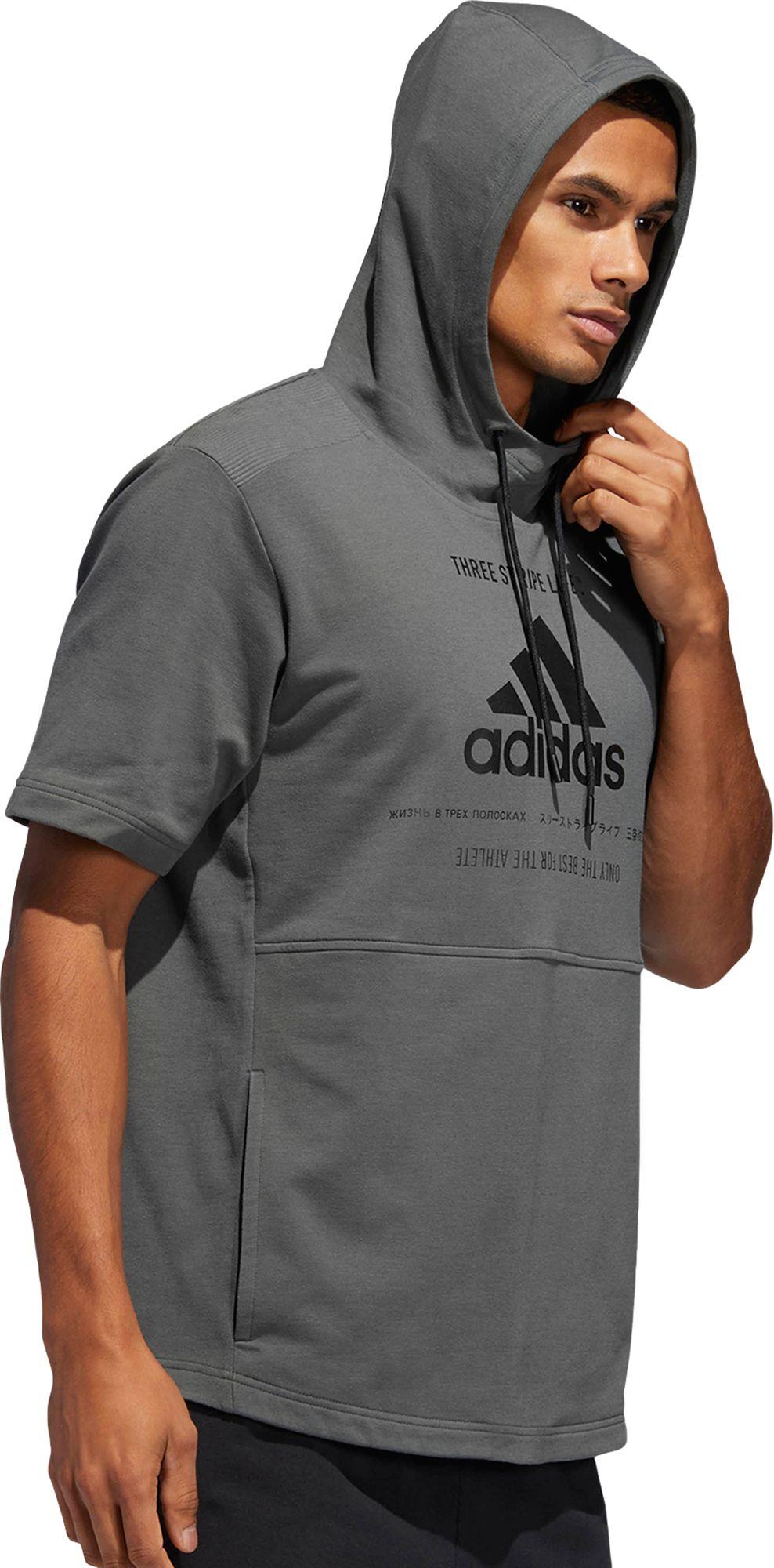 adidas men's post game ribbed short sleeve hoodie
