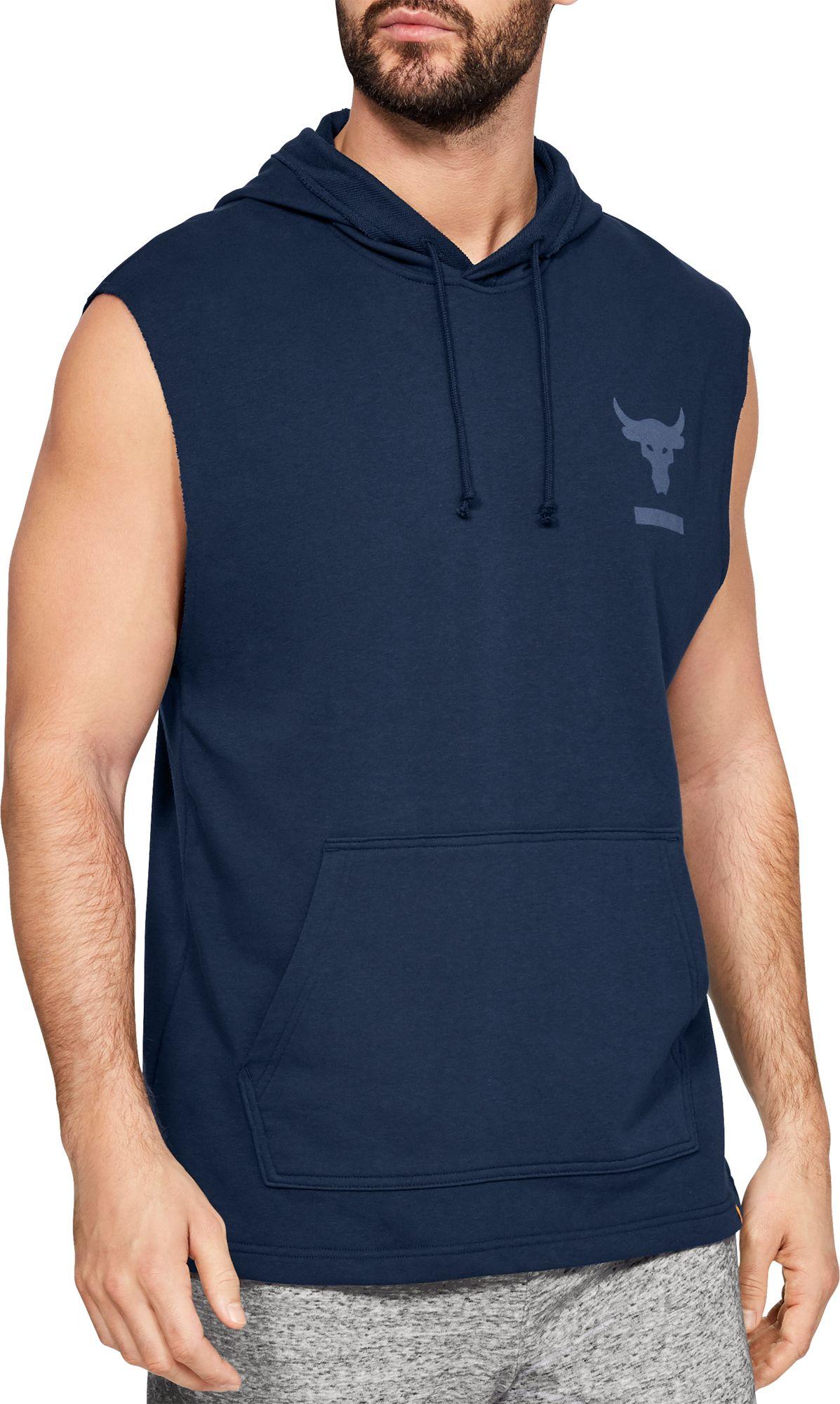 Under Armour Fleece Project Rock French Terry Sleeveless Hoodie in Blue ...