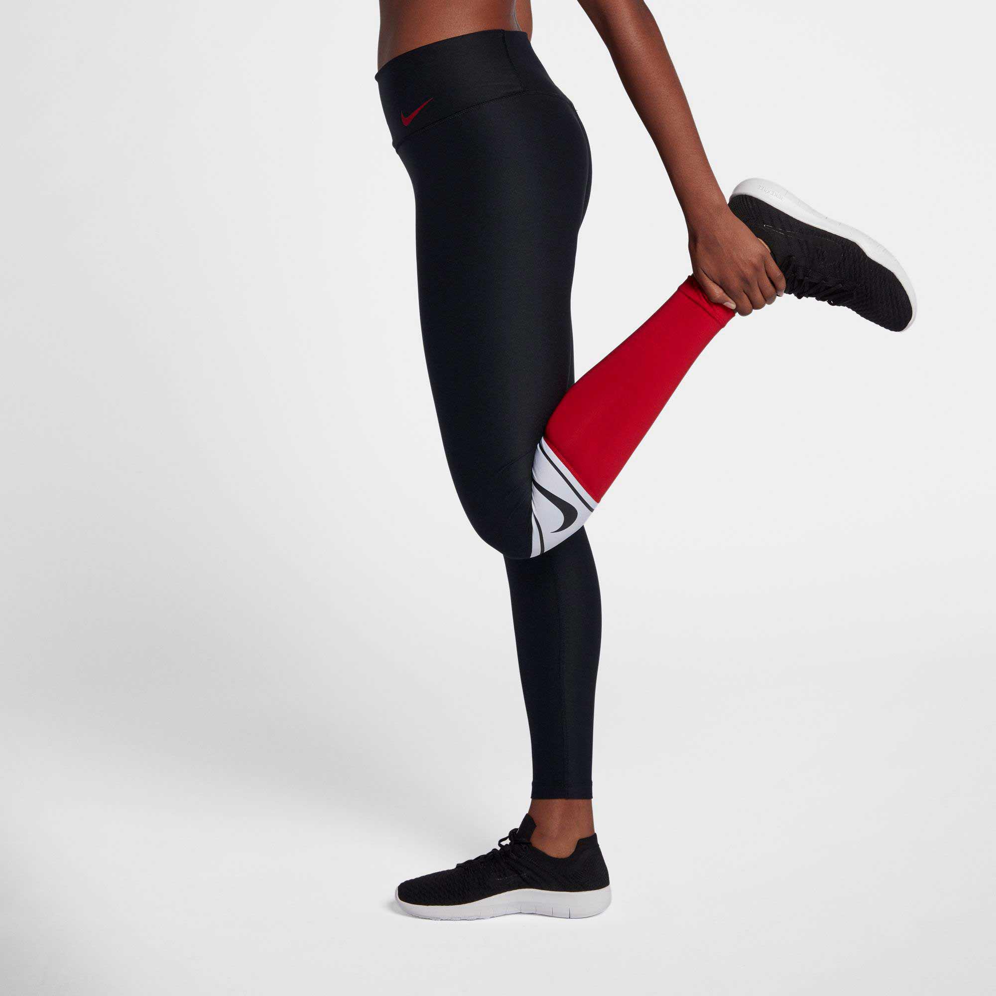 red and black nike tights