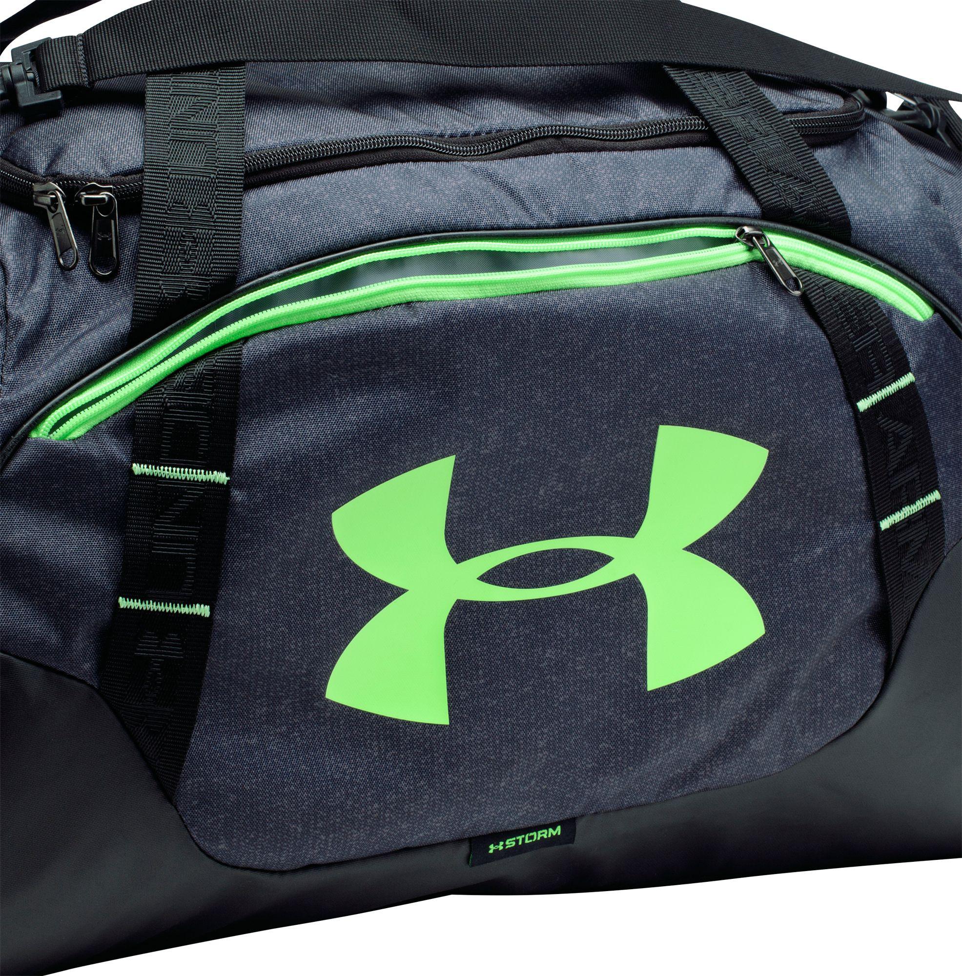 lime green under armour duffle bag