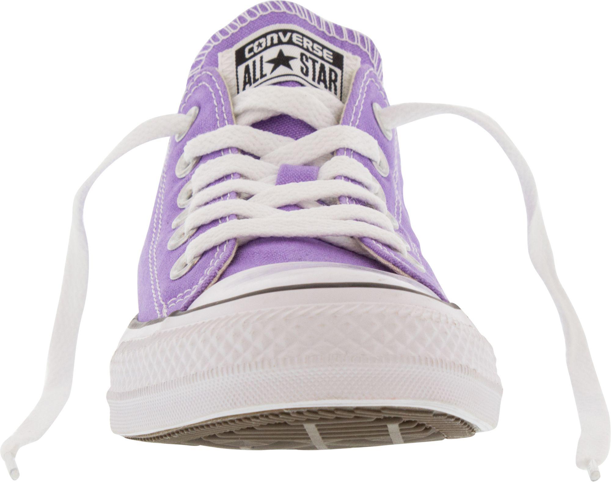 purple low cut converse