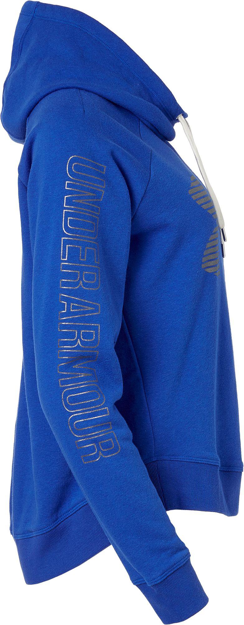 under armour women's favorite fleece metallic stripe big logo hoodie