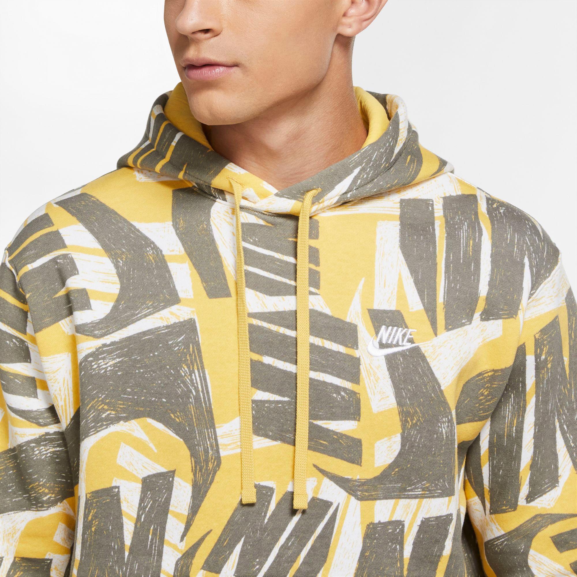 nike men's sportswear allover print futura club pullover hoodie