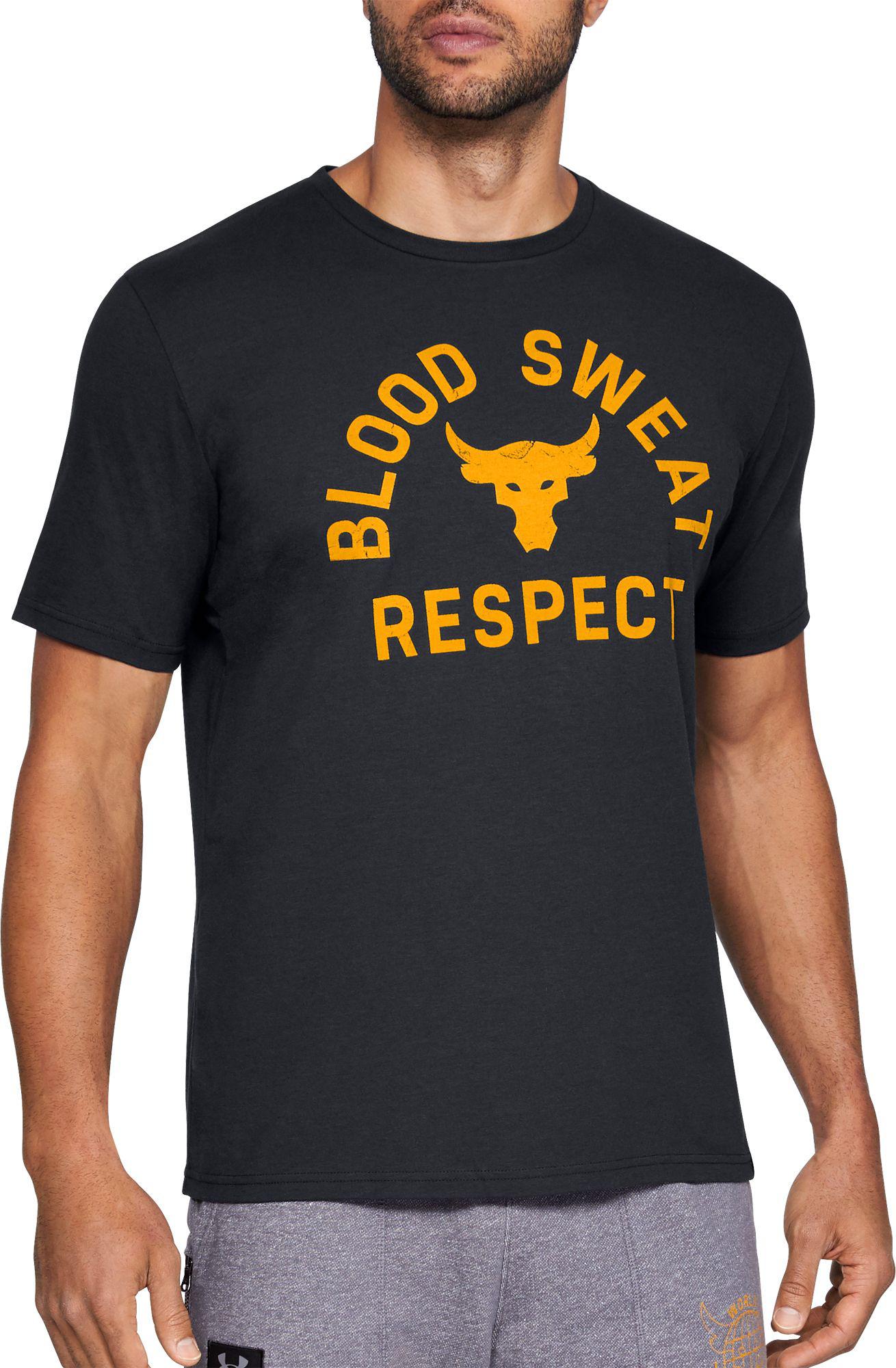 Under Armour Cotton Project Rock Blood Sweat Respect Graphic Tshirt in