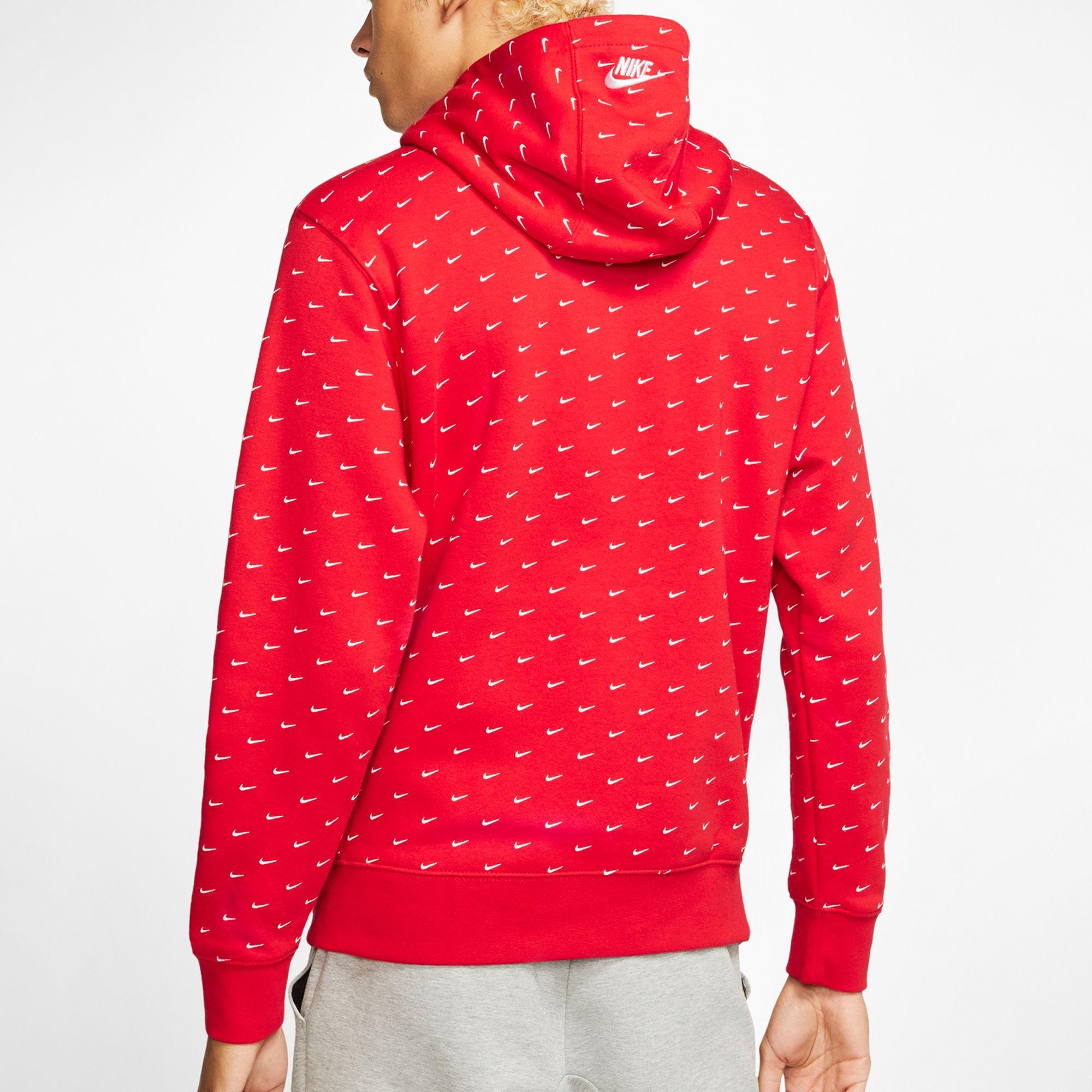 red nike hoodie with checks all over