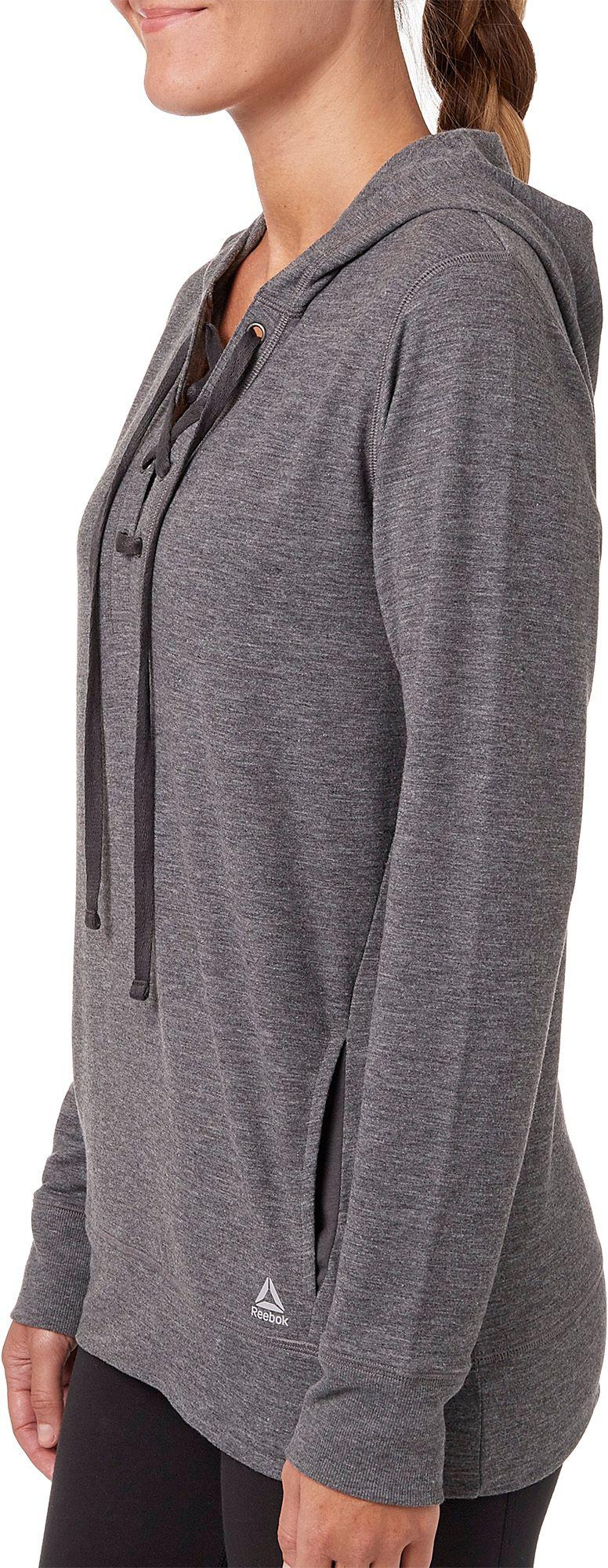 reebok women's fleece popover lace up hoodie