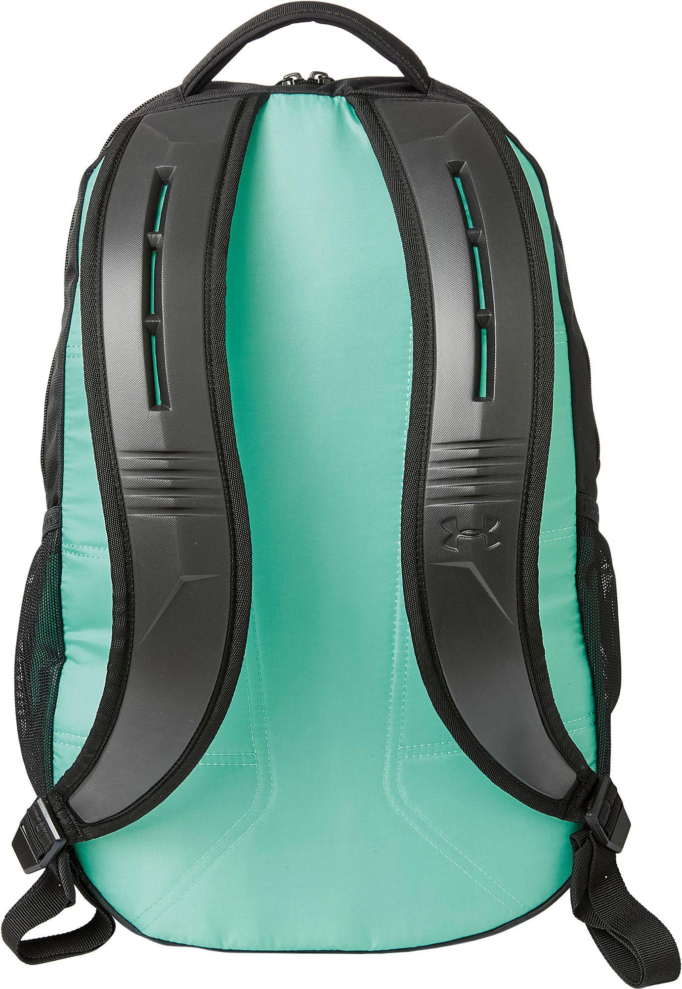 teal and black under armour backpack