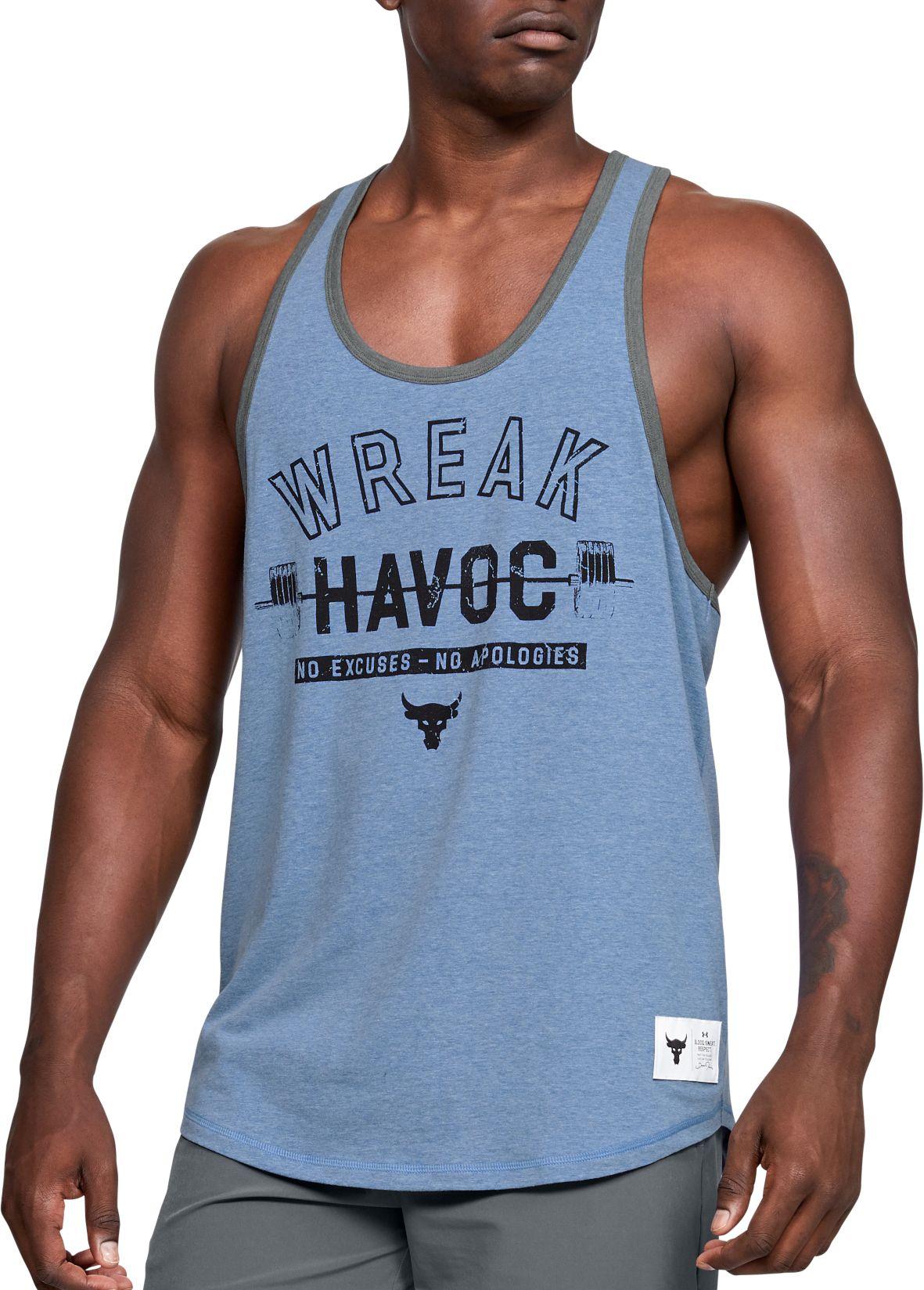 Under Armour Cotton Project Rock Wreak Havoc Tank Top in Blue for Men