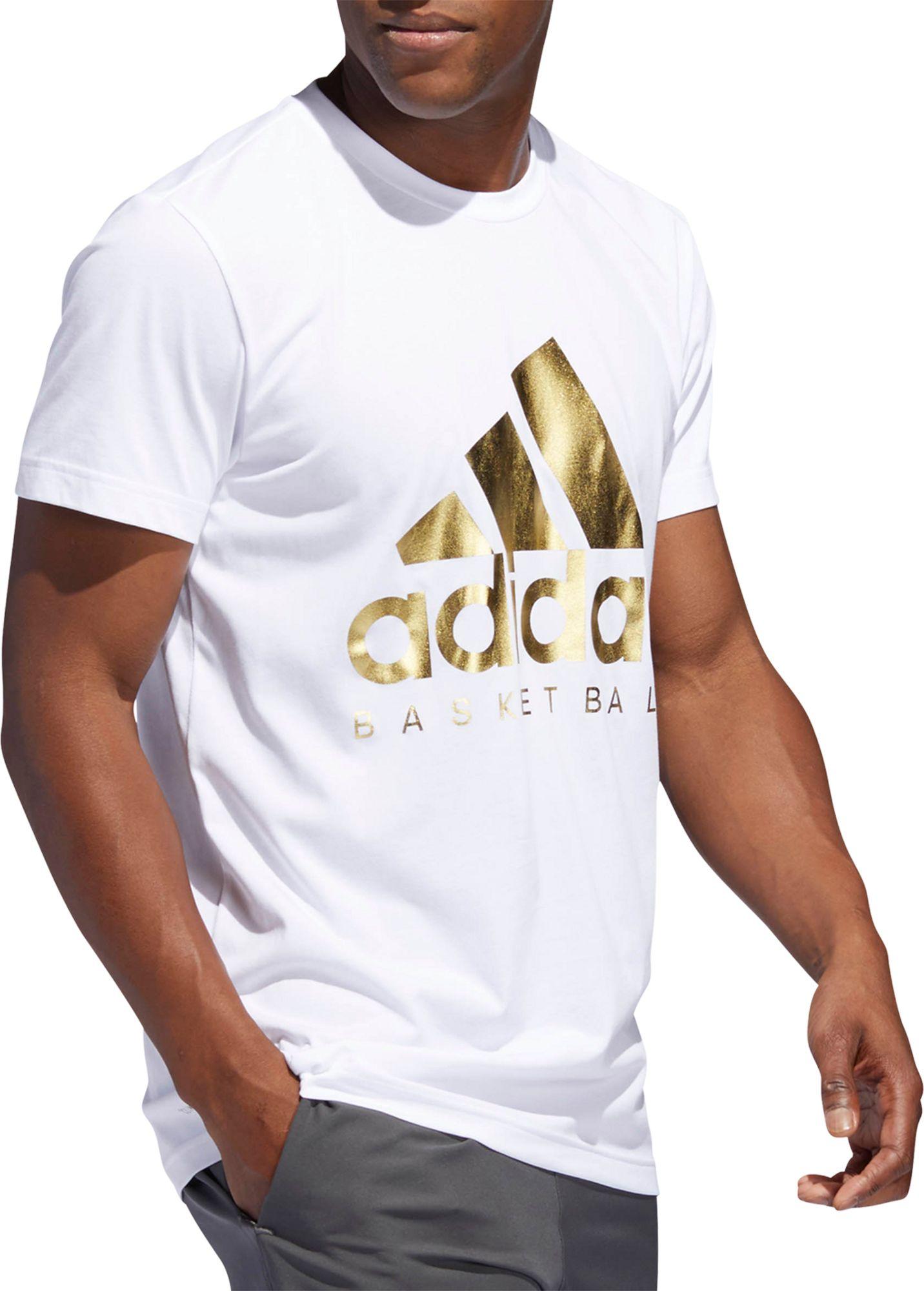 white and gold adidas t shirt