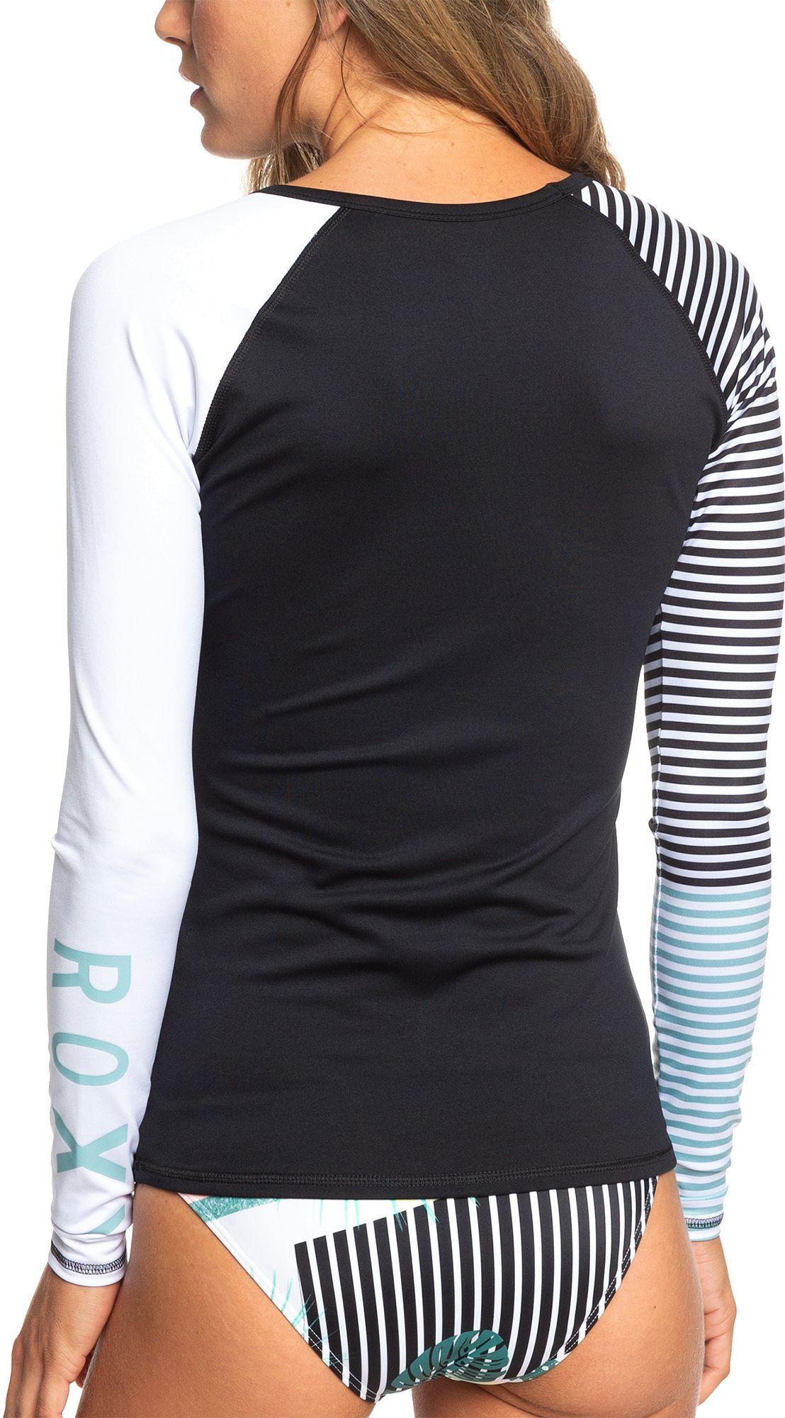 roxy women's stripe long sleeve rash guard