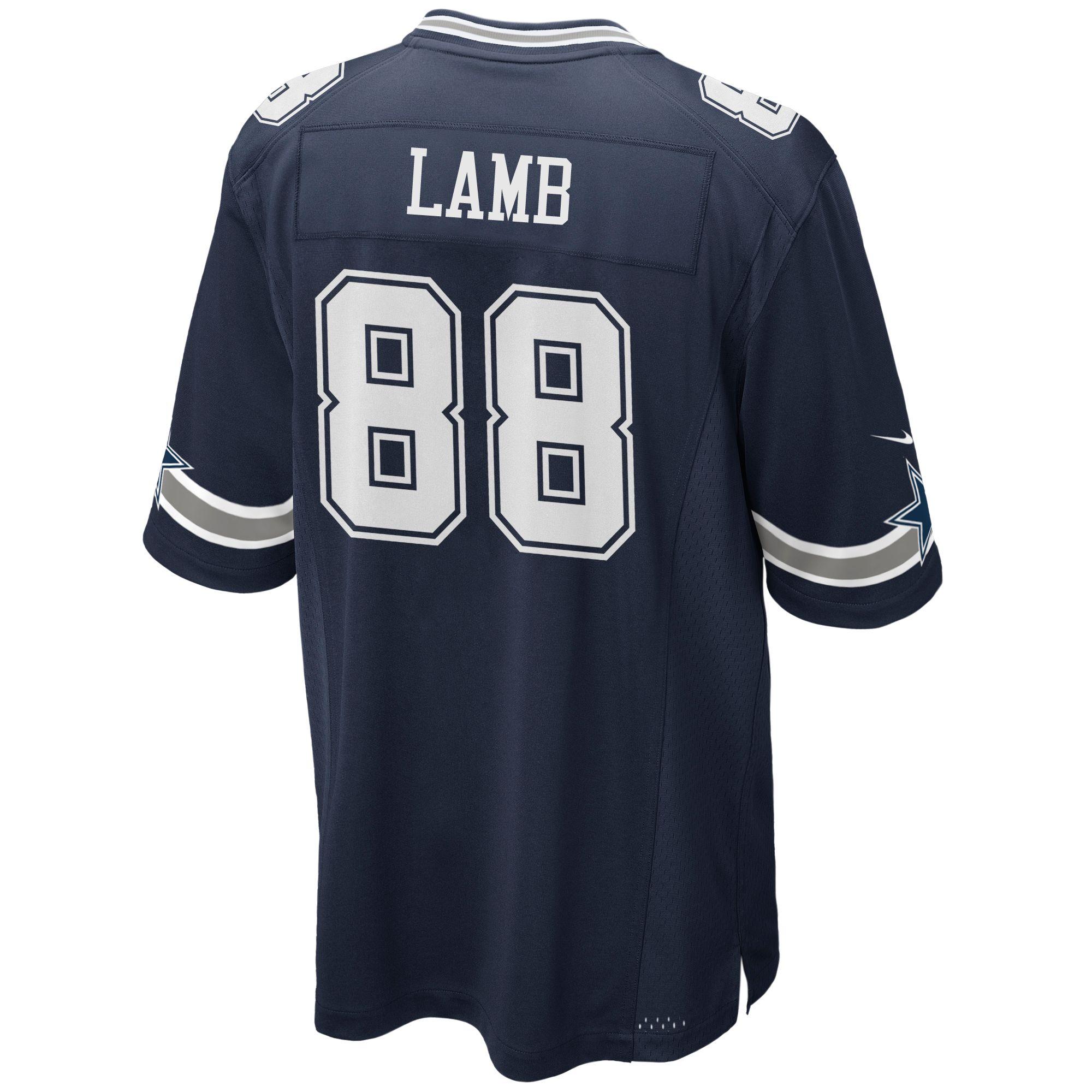 Nike Satin Dallas Cowboys Ceedee Lamb 88 Navy Game Jersey in Blue for