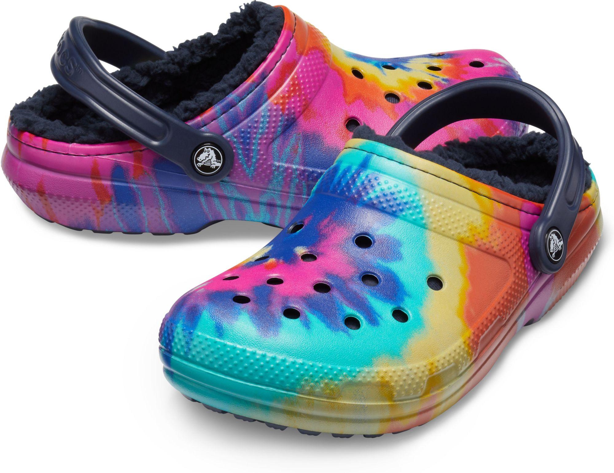 Adult Classic Fuzz-lined Tie Dye Clogs 