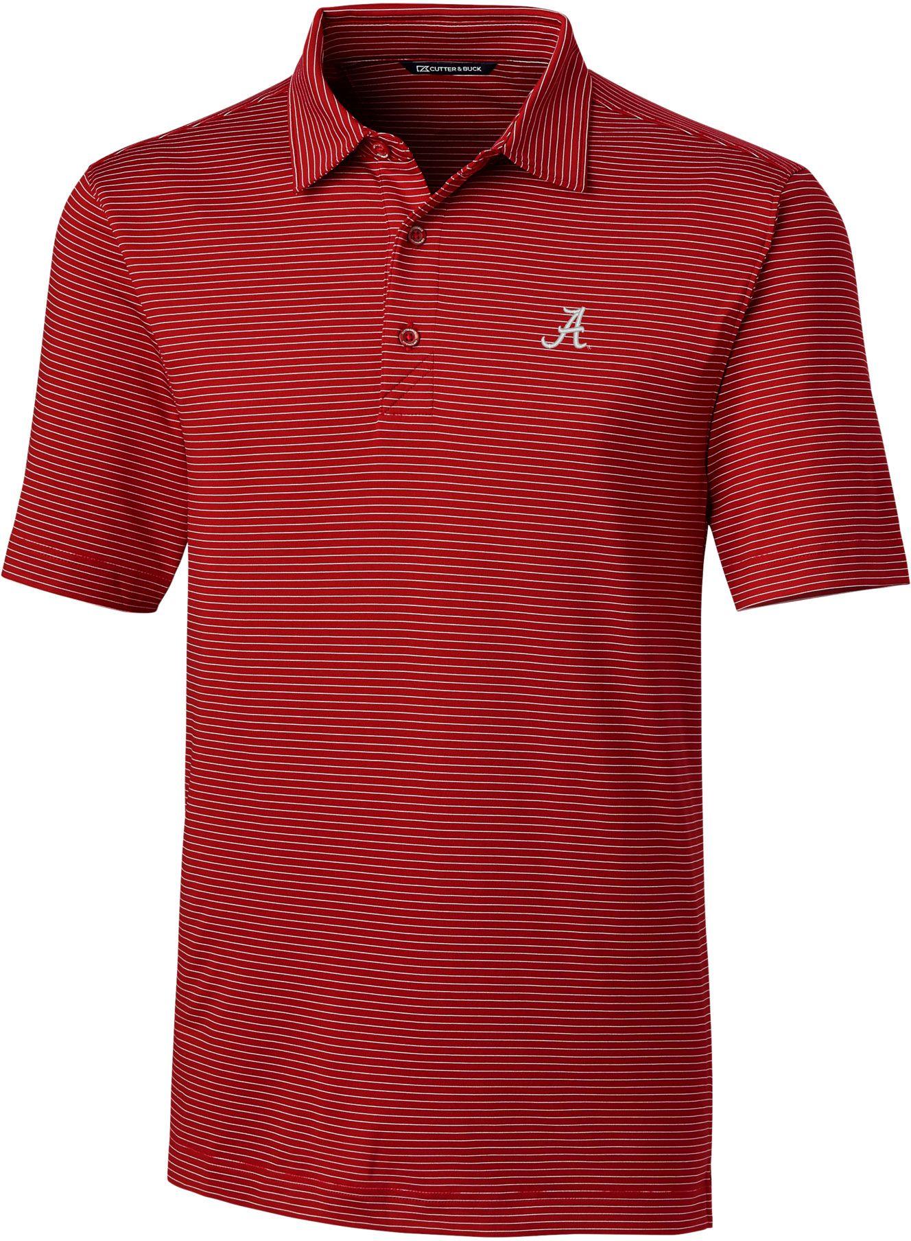 Cutter & Buck Alabama Crimson Tide Crimson Pencil Stripe Polo in
