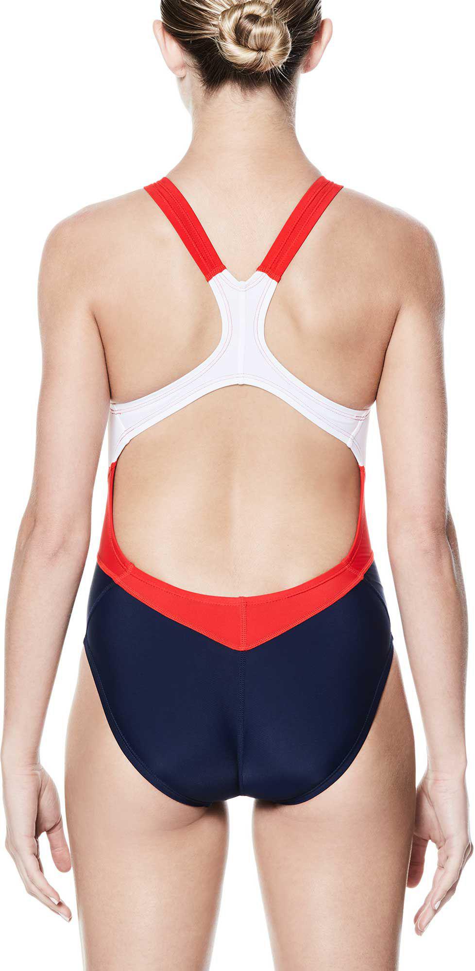 nike women's victory color block power back tank swimsuit