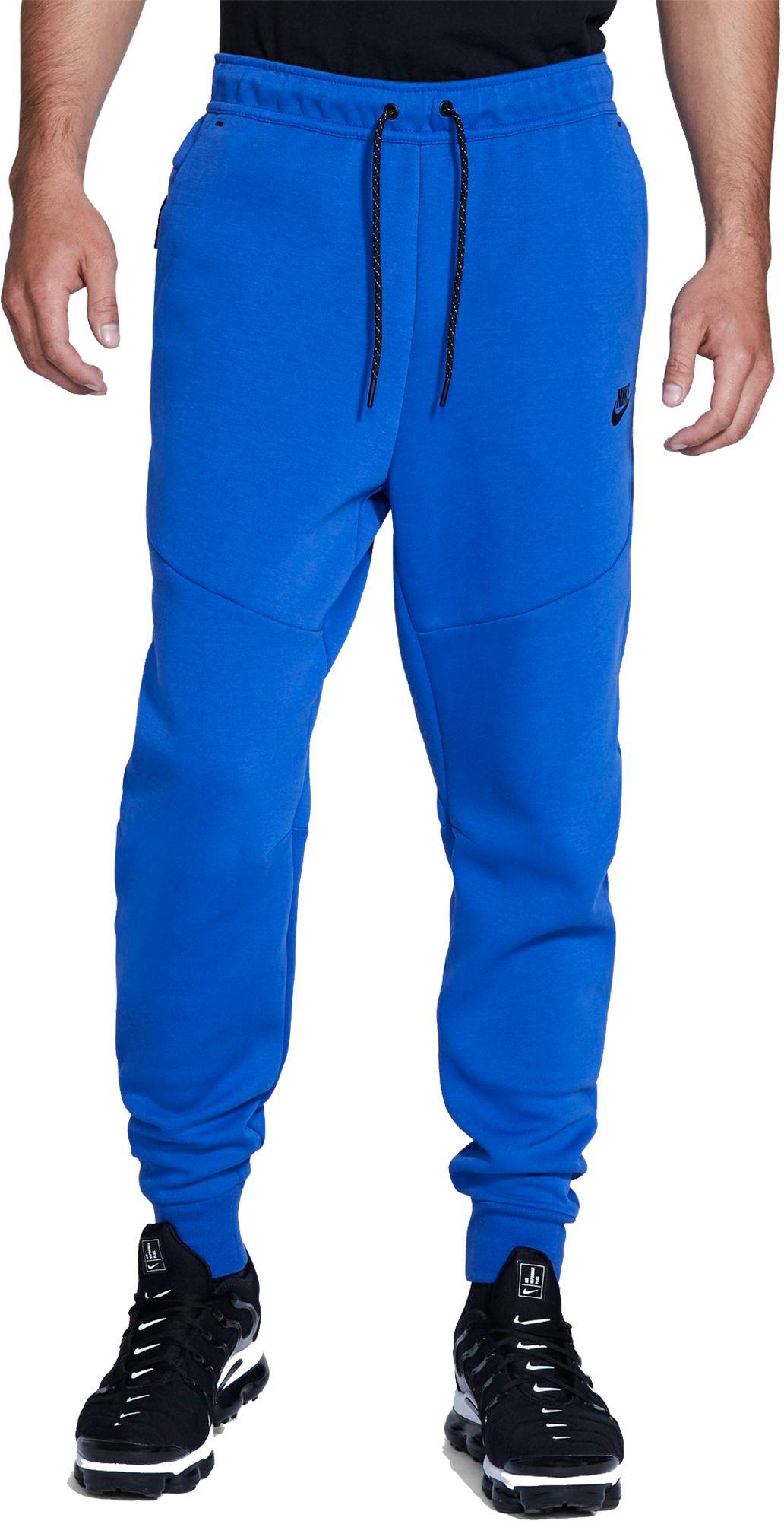 black and blue tech fleece joggers
