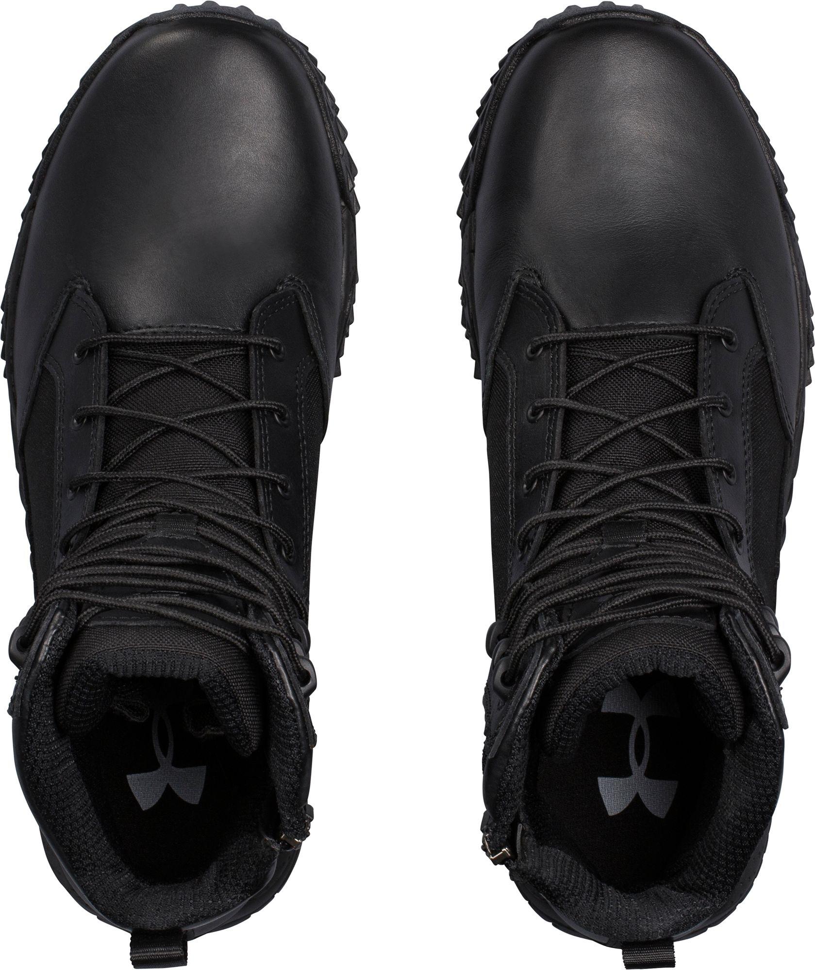 Under Armour Leather Stellar 8'' Sidezip Tactical Boots in Black for