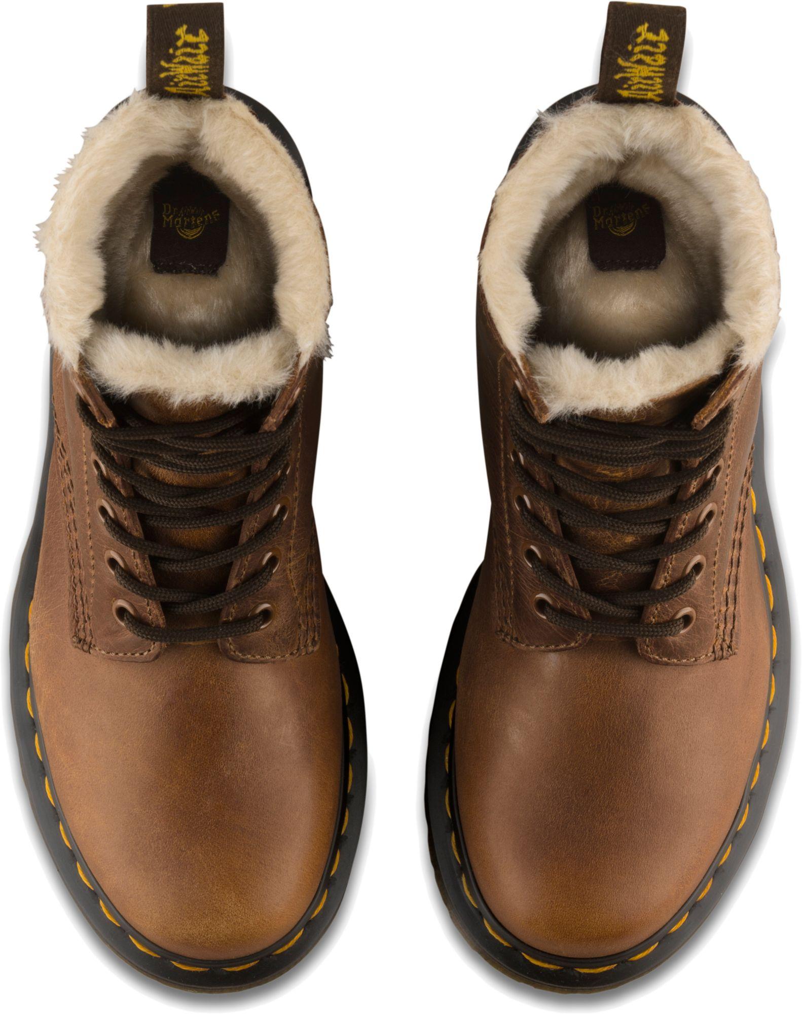 dr martens tan fur lined boots