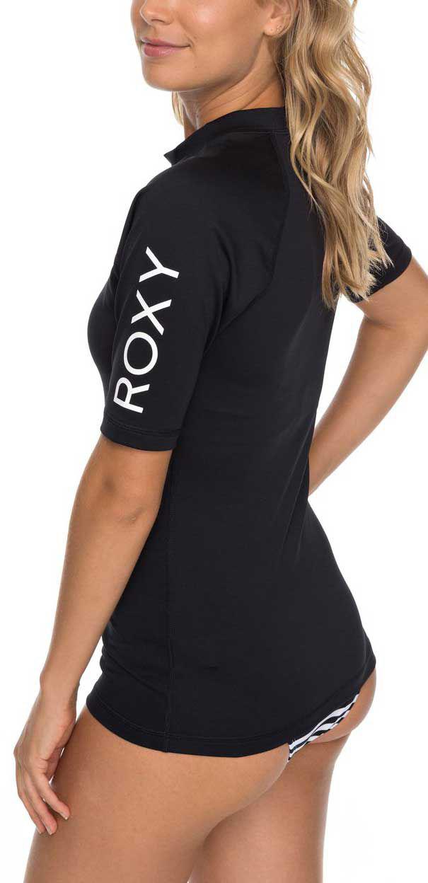 Download Roxy Short-sleeve Logo Rash Guard in Anthracite (Black) - Lyst