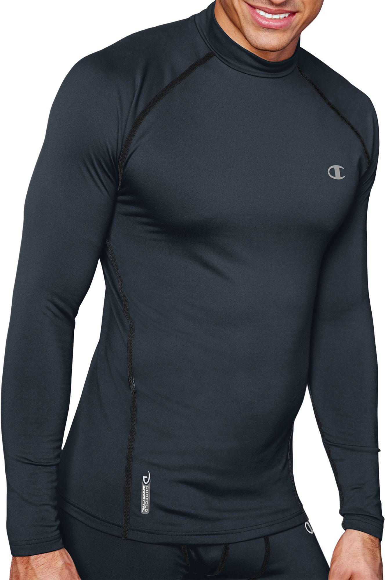 champion men's gear cold weather compression crewneck long sleeve shirt