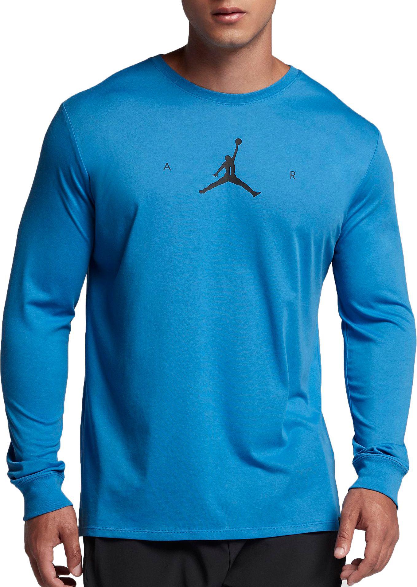 Nike Cotton Air Jumpman Long Sleeve Basketball Shirt in Blue for Men Lyst