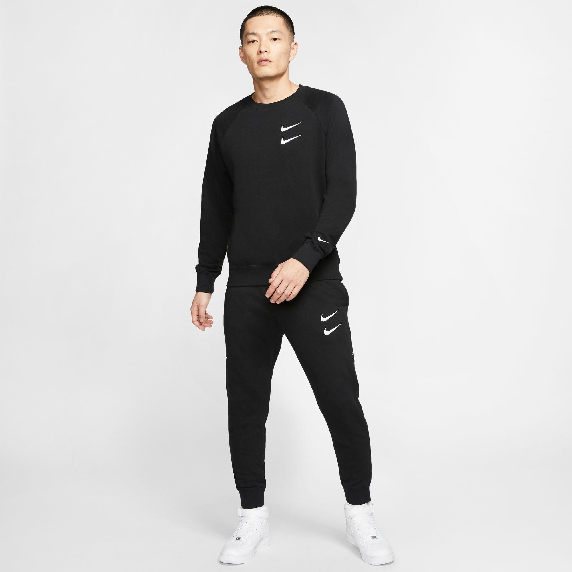 Nike Sportswear Double Swoosh French Terry Crewneck Sweatshirt in Black for  Men - Lyst