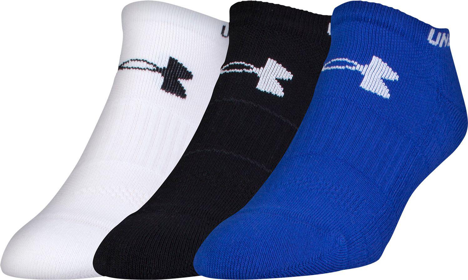 Under Armour Elevated Performance No Show Socks 3 Pack in Blue for Men