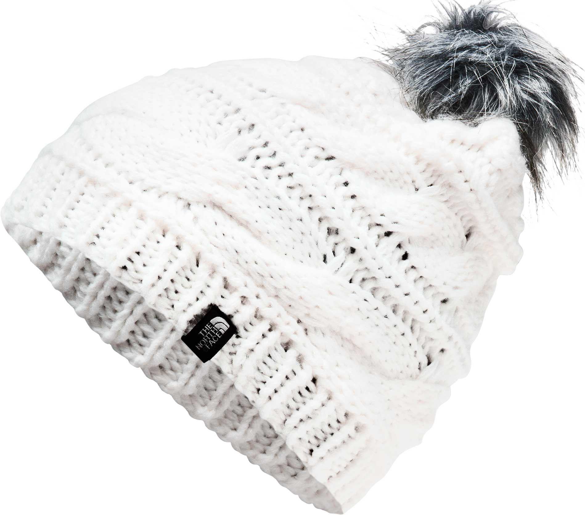 the north face women's triple cable fur pom beanie