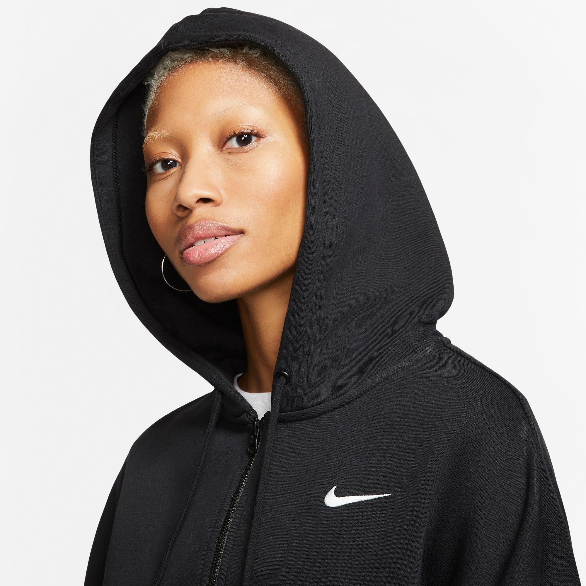 Nike Sportswear Fleece Full Zip Hoodie in Black/ White (Black) - Lyst