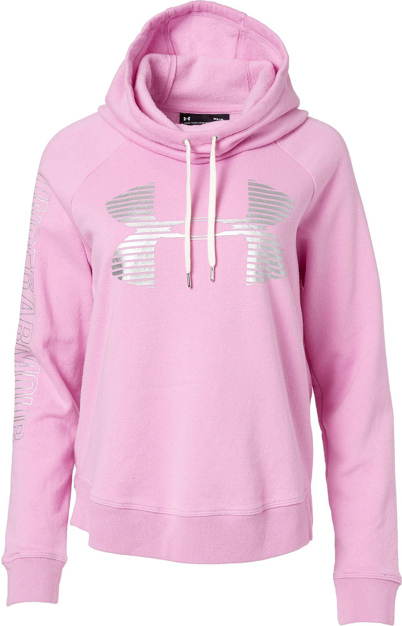pink and grey under armour hoodie