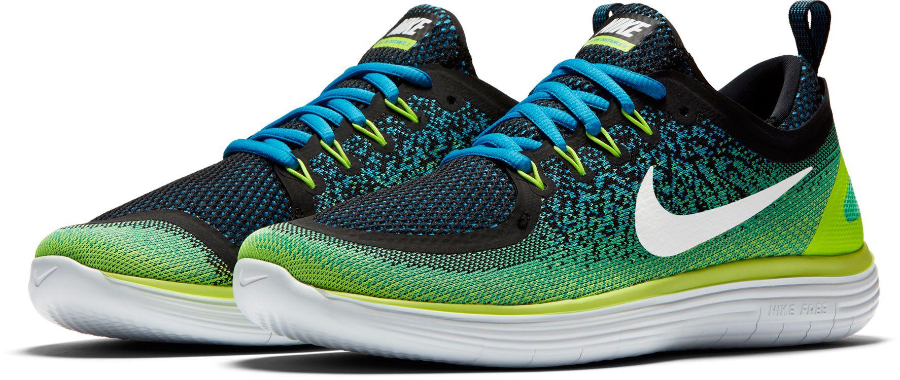 Nike Rubber Free Rn Distance 2 Running Shoes in Green/Navy