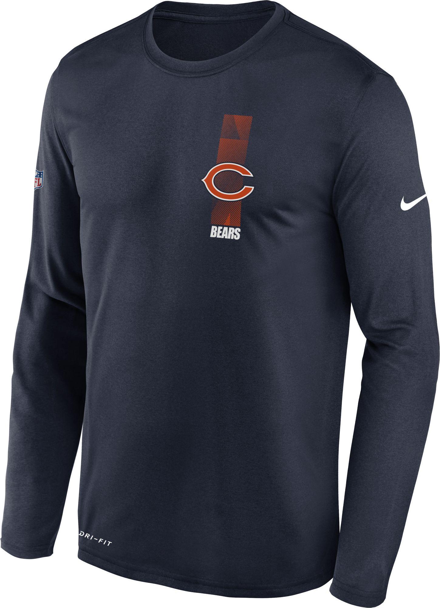 Nike Chicago Bears Sideline Legend Travel Navy Long Sleeve T-shirt in ...