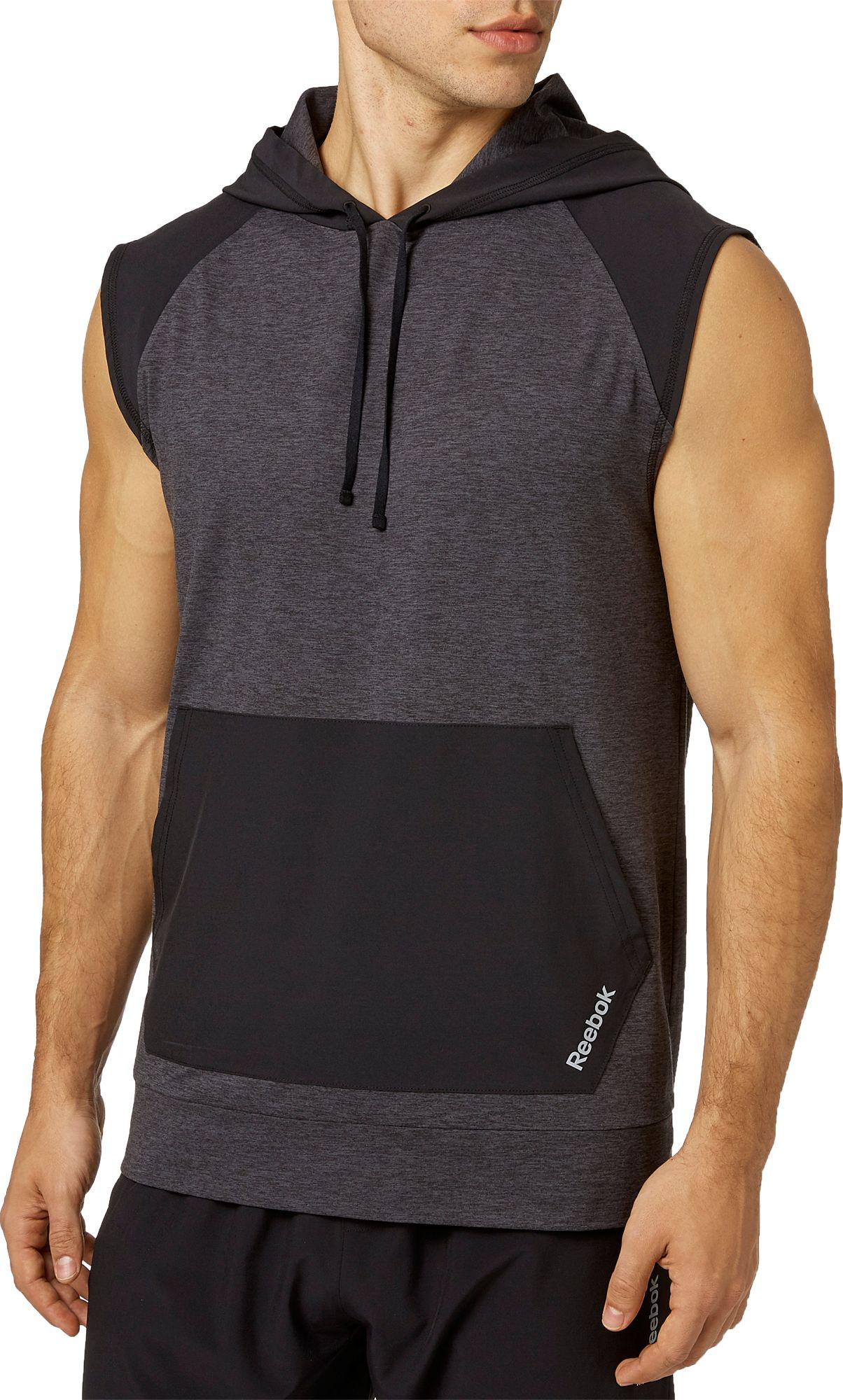 Reebok Synthetic 24/7 Jersey Woven Pieced Sleeveless Hoodie for Men - Lyst