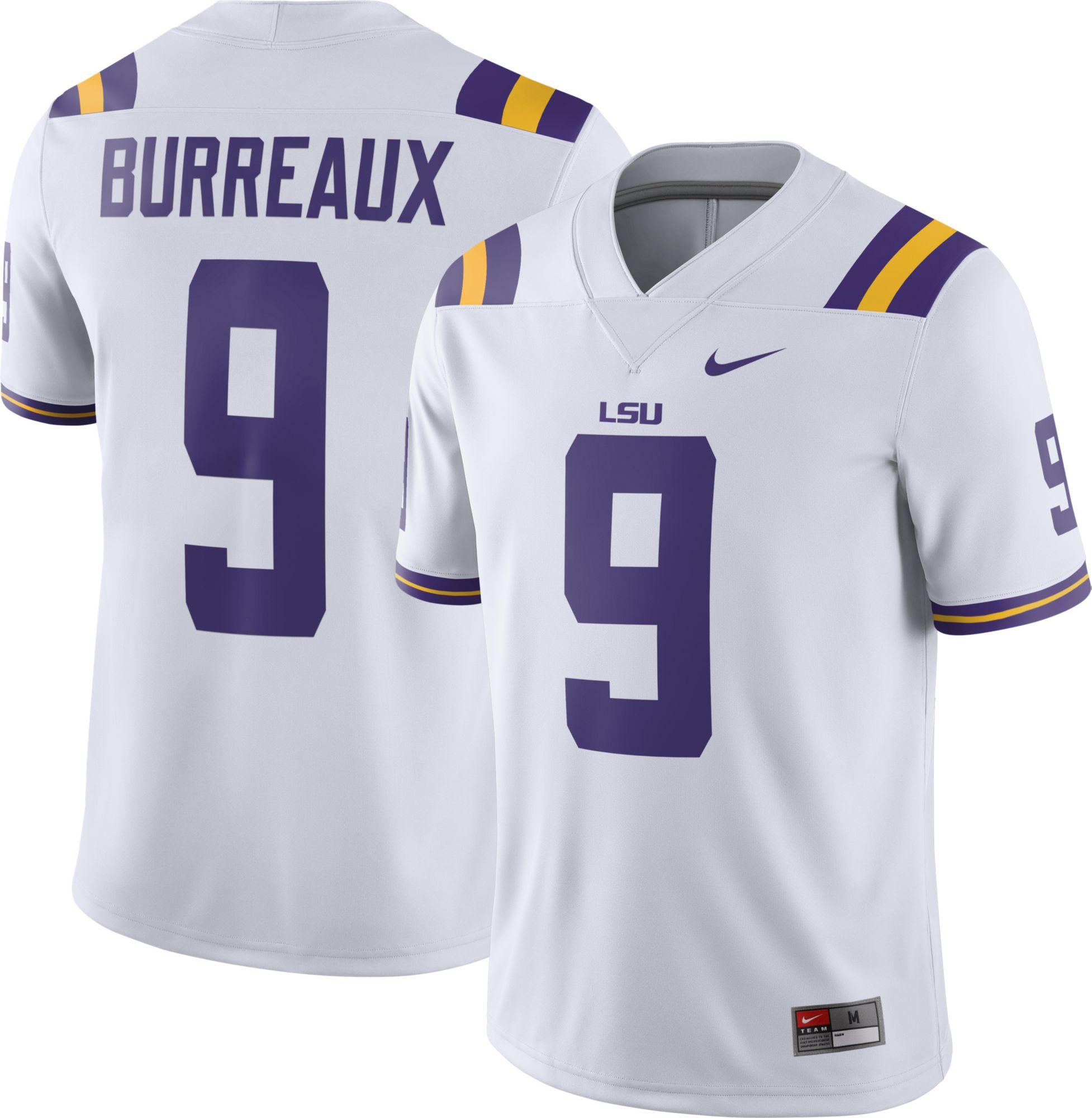 Nike Joe 'burreaux' Lsu Tigers 9 Drifit Game Football White Jersey