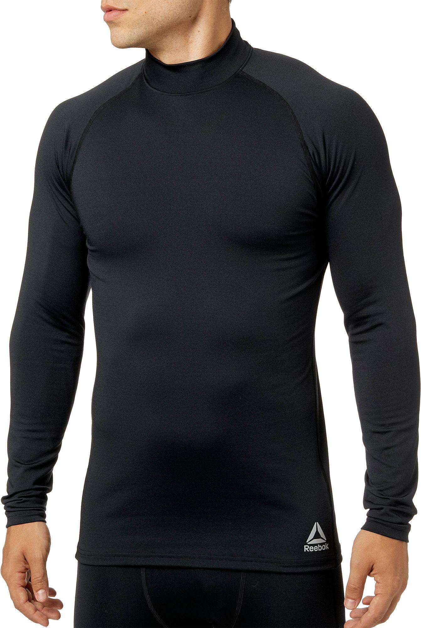 Reebok Fleece Cold Weather Compression Mock Neck Long Sleeve Shirt in ...
