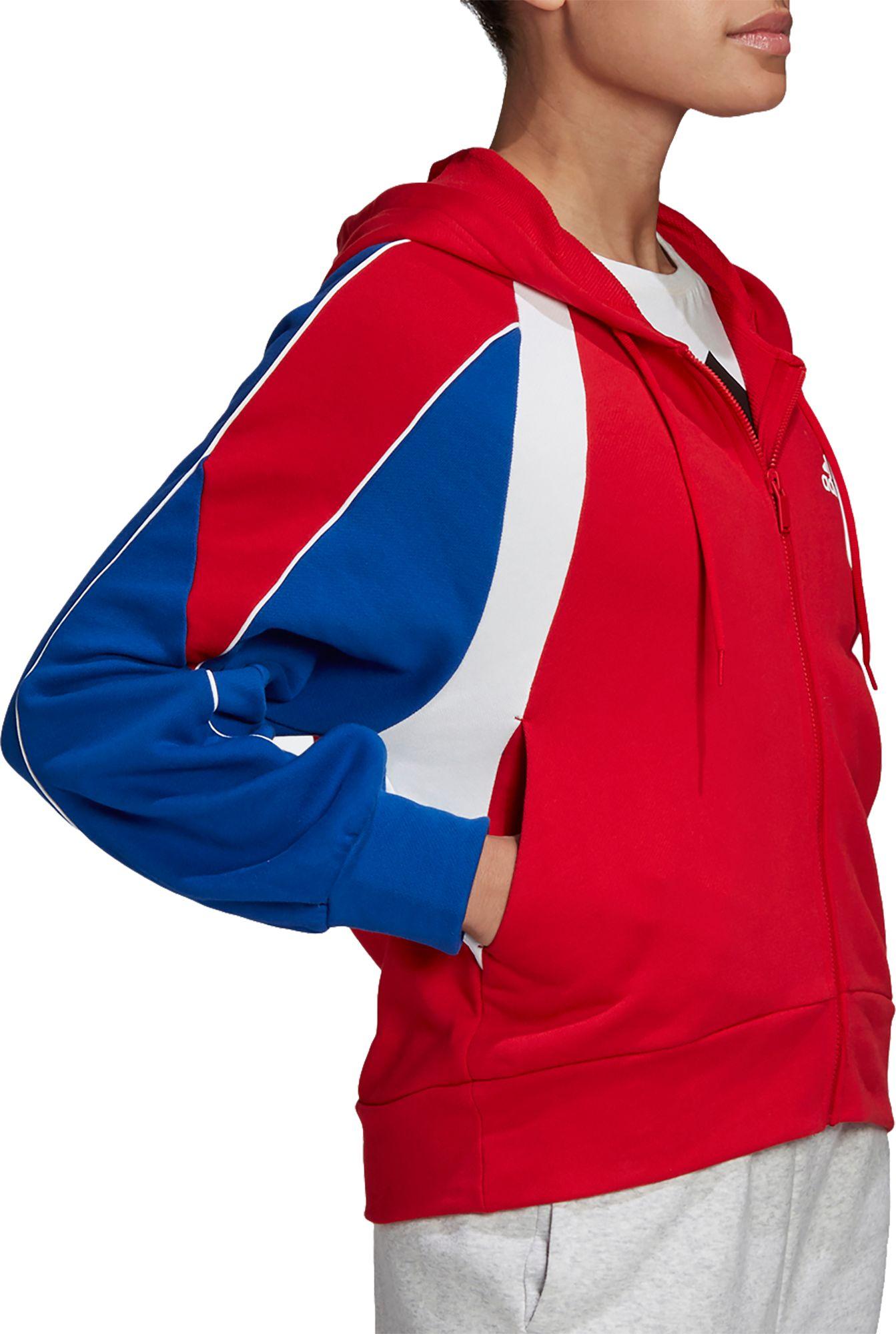 Adidas Colorblock Full Zip Hoodie In Red Lyst Adidas Colorblock Full Zip Hoodie In Red Lyst