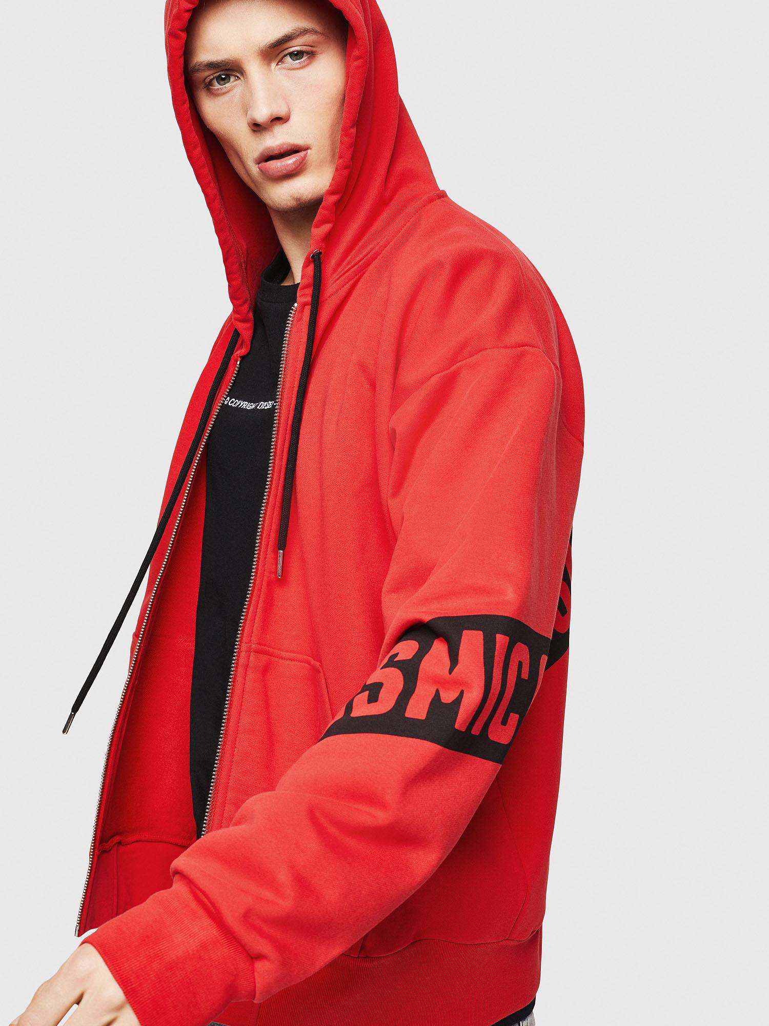 DIESEL Rubber S-alby-zip-a1 Zip-up Hoodie With Cosmic Bodies Print in Red for Men - Lyst