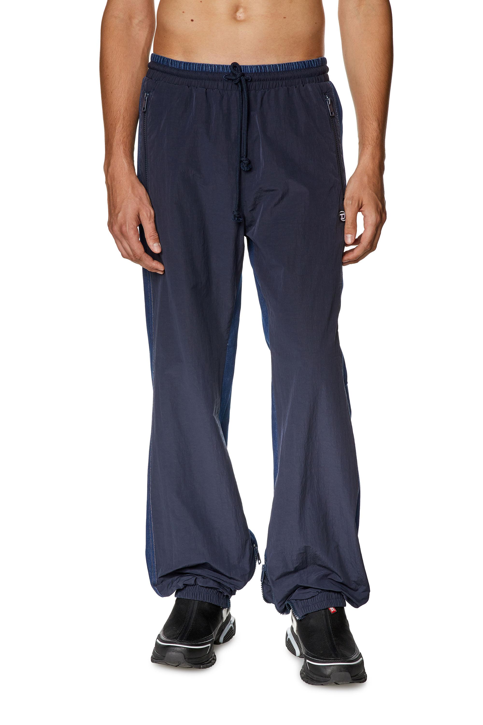 DIESEL Track Pants In Wrinkled Nylon And Denim in Blue for Men | Lyst UK