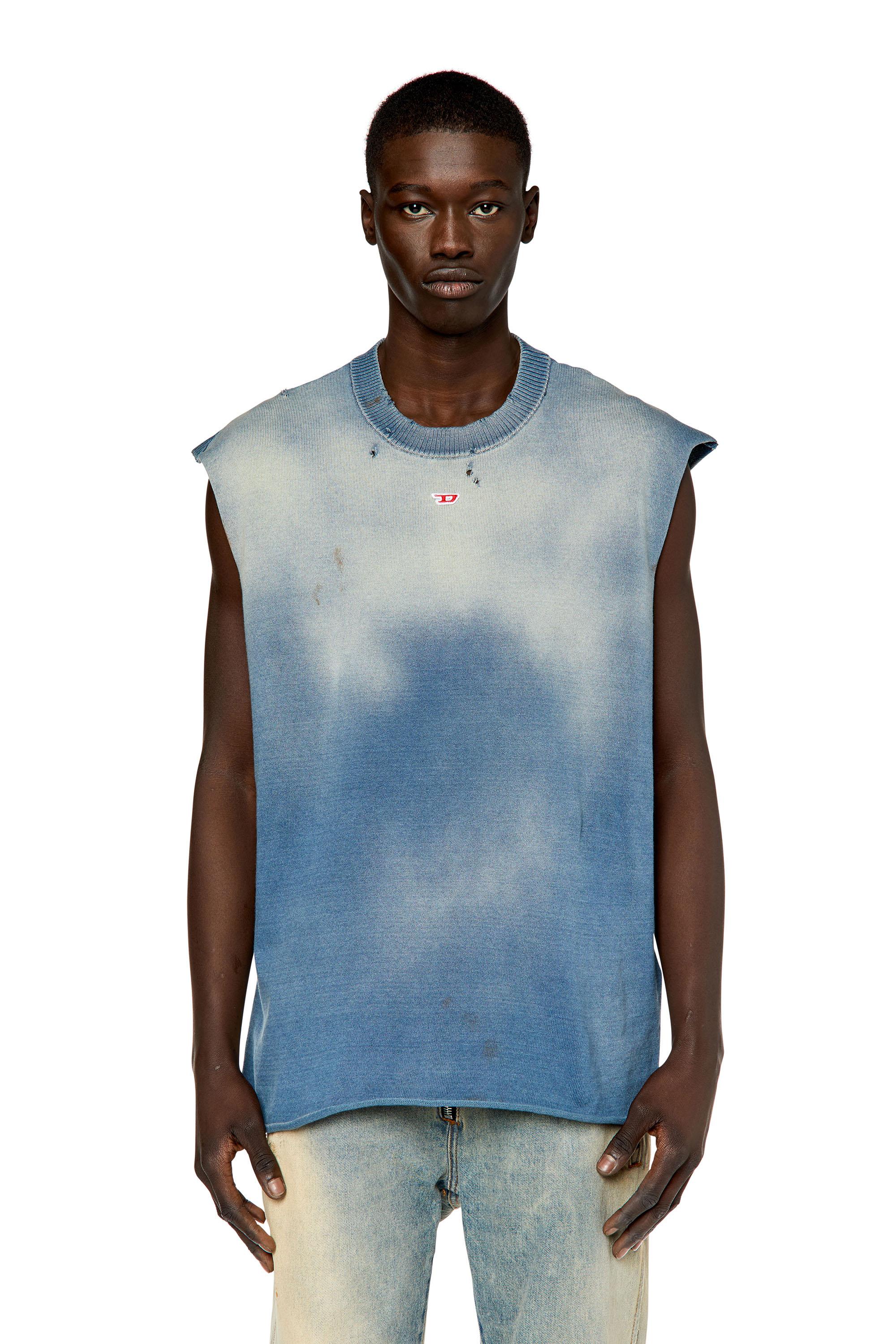 DIESEL Tank Top In Treated And Destroyed Cotton in Blue for Men Lyst