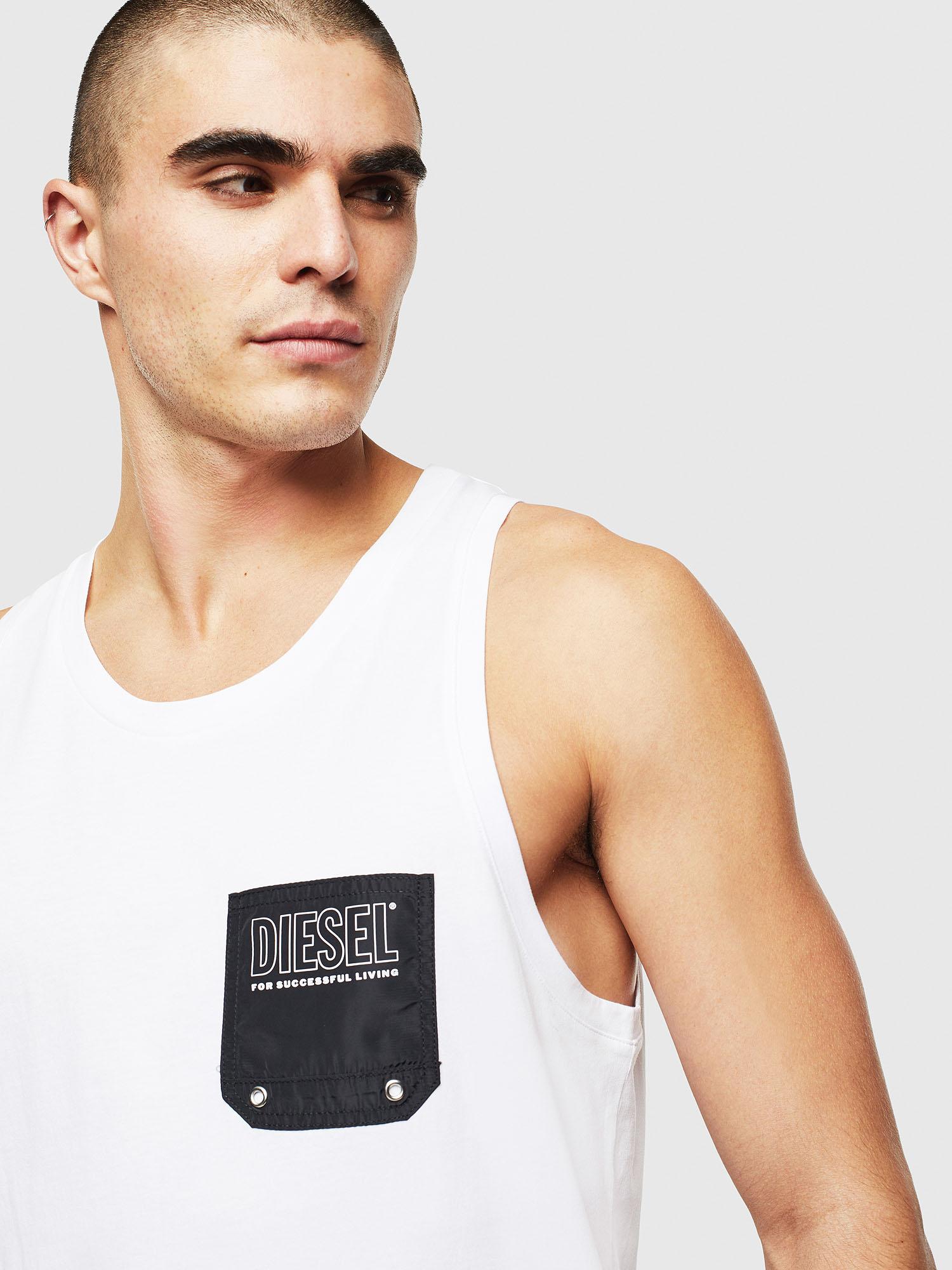 DIESEL Bmowtloco Cotton Tank Top With Contrast Pocket in White for Men