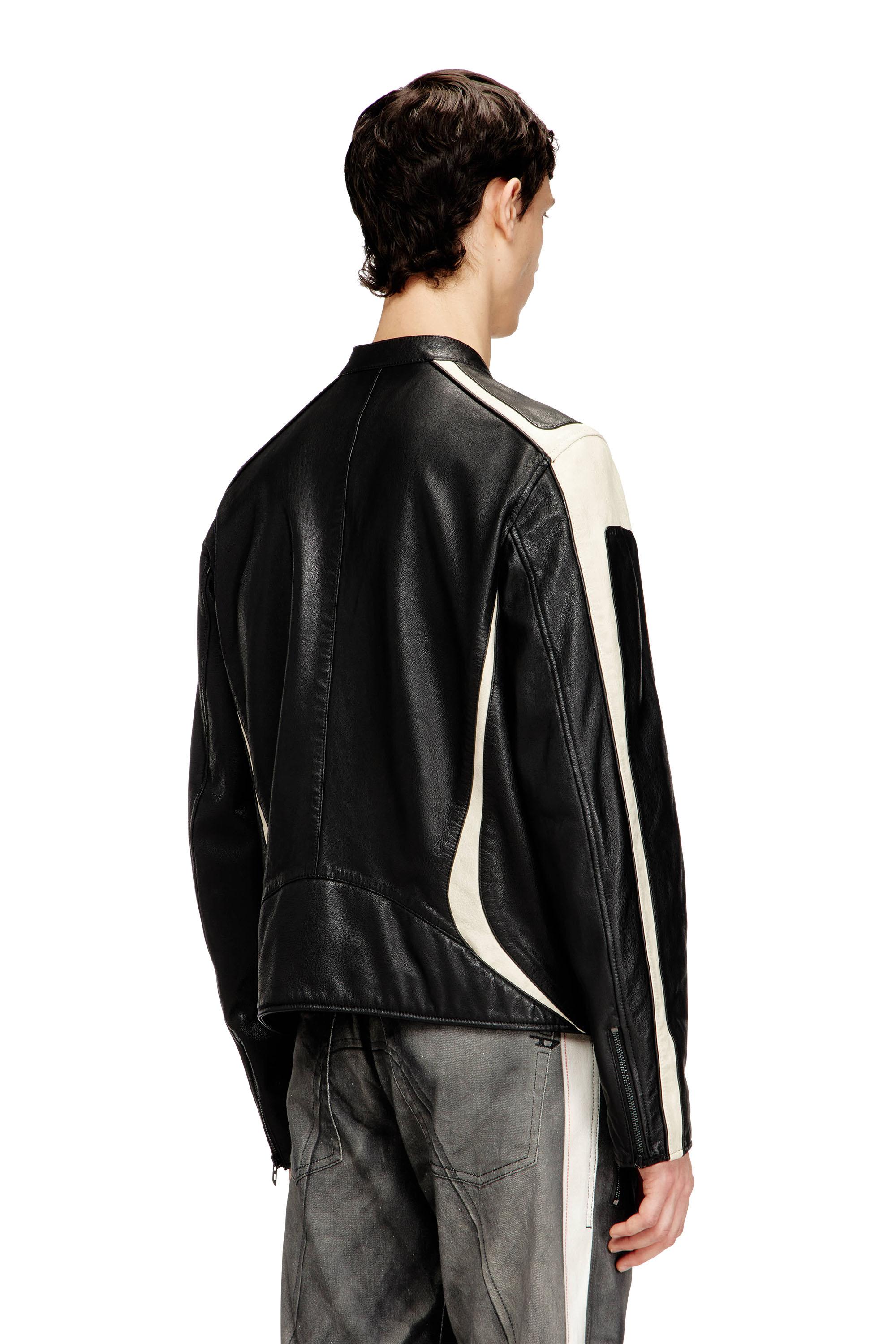 DIESEL レザージャケット ブラック/ホワイト メンズ DIESEL レザージャケット | オンラインセールは最大60%オフ | Lyst