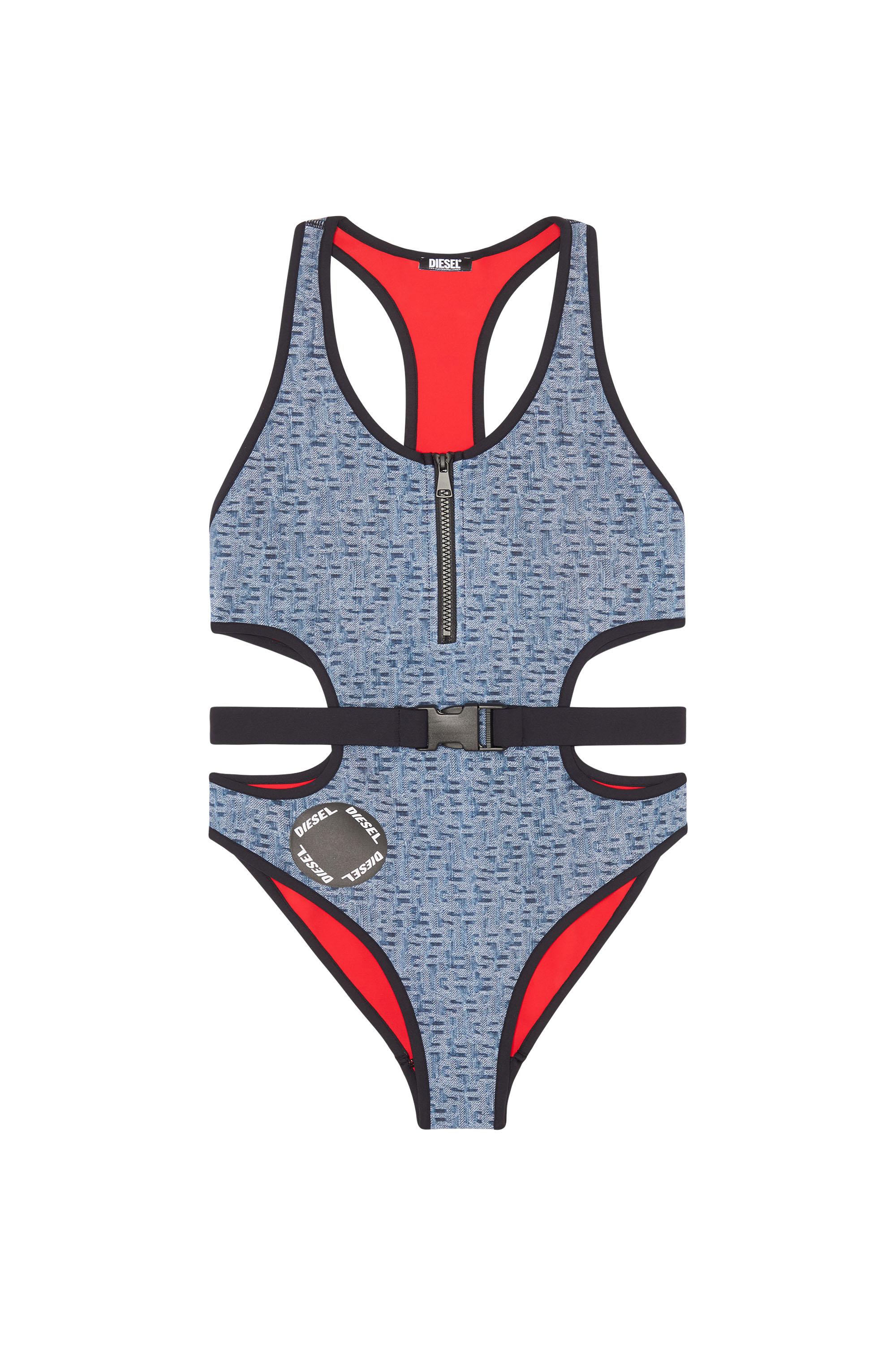 DIESEL Cut-out Swimsuit With Monogram Print in Blue | Lyst