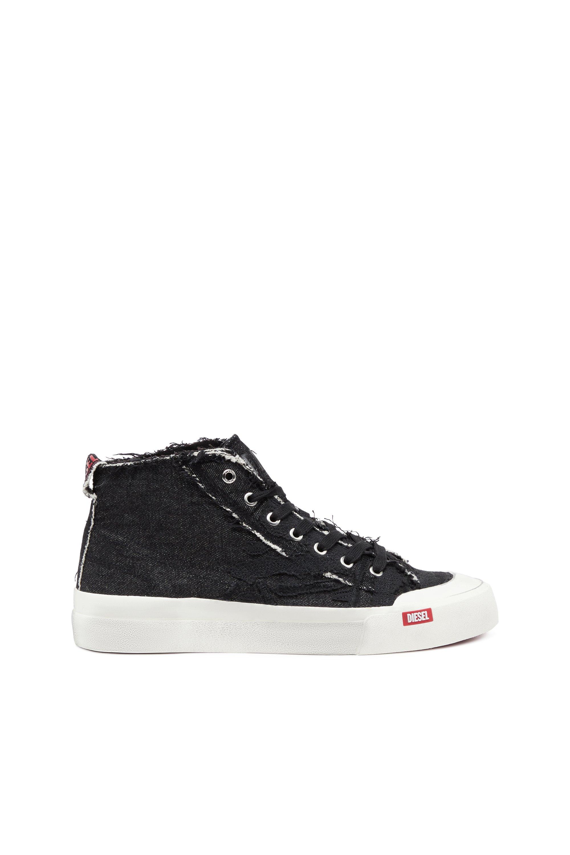 DIESEL S-athos Mid-destroyed Gauze And Denim High-top Sneakers in 