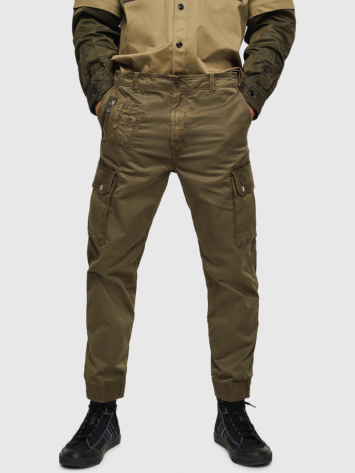 DIESEL Pphantosky Cargo Trousers In Overdyed Cotton in Green for Men Lyst