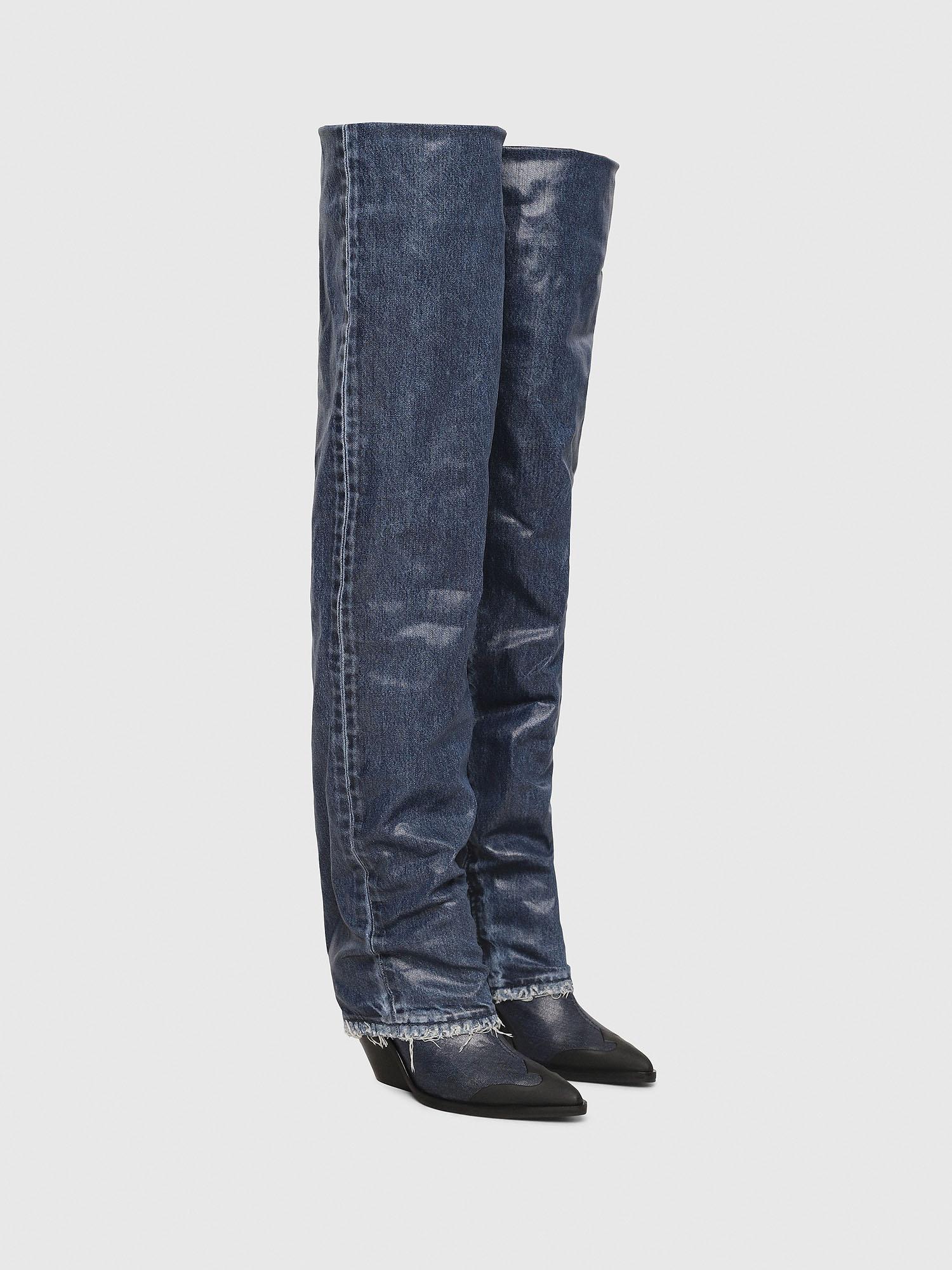 denim cowboy boots