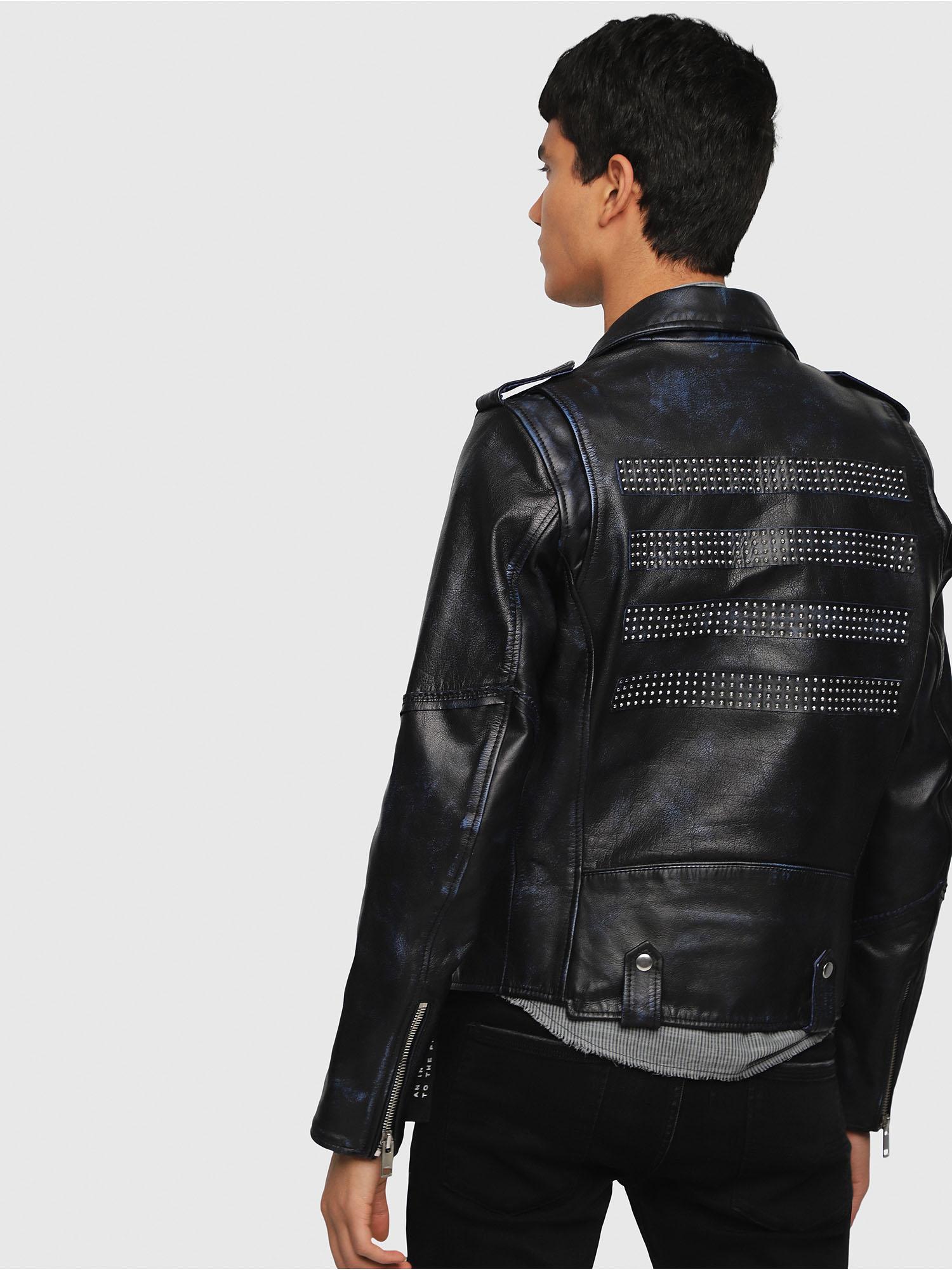 kio biker jacket in black/blue