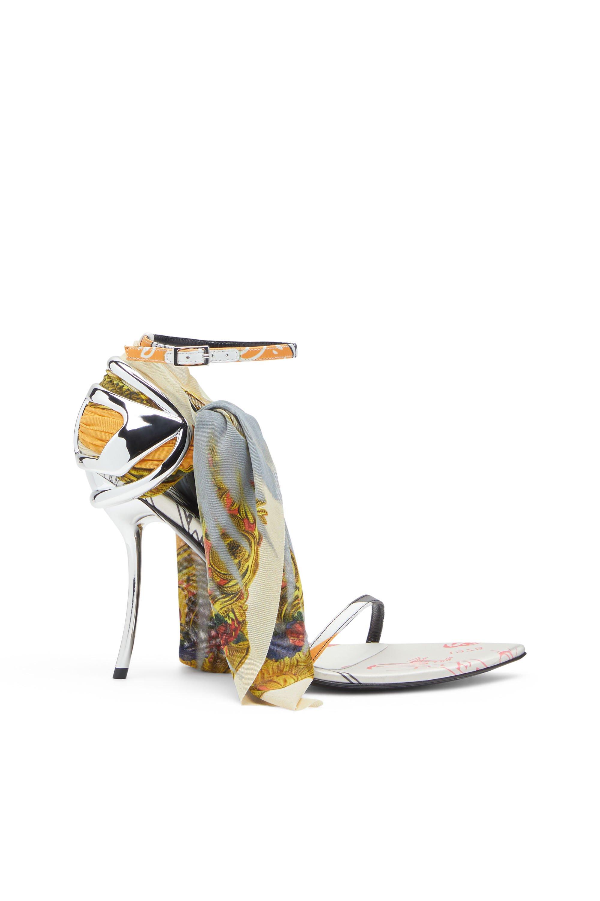 Red Bandanna Orange Bandana Heels Women's D-Ten&Half-Bandana Stiletto  Sandals In Satin Multicolor