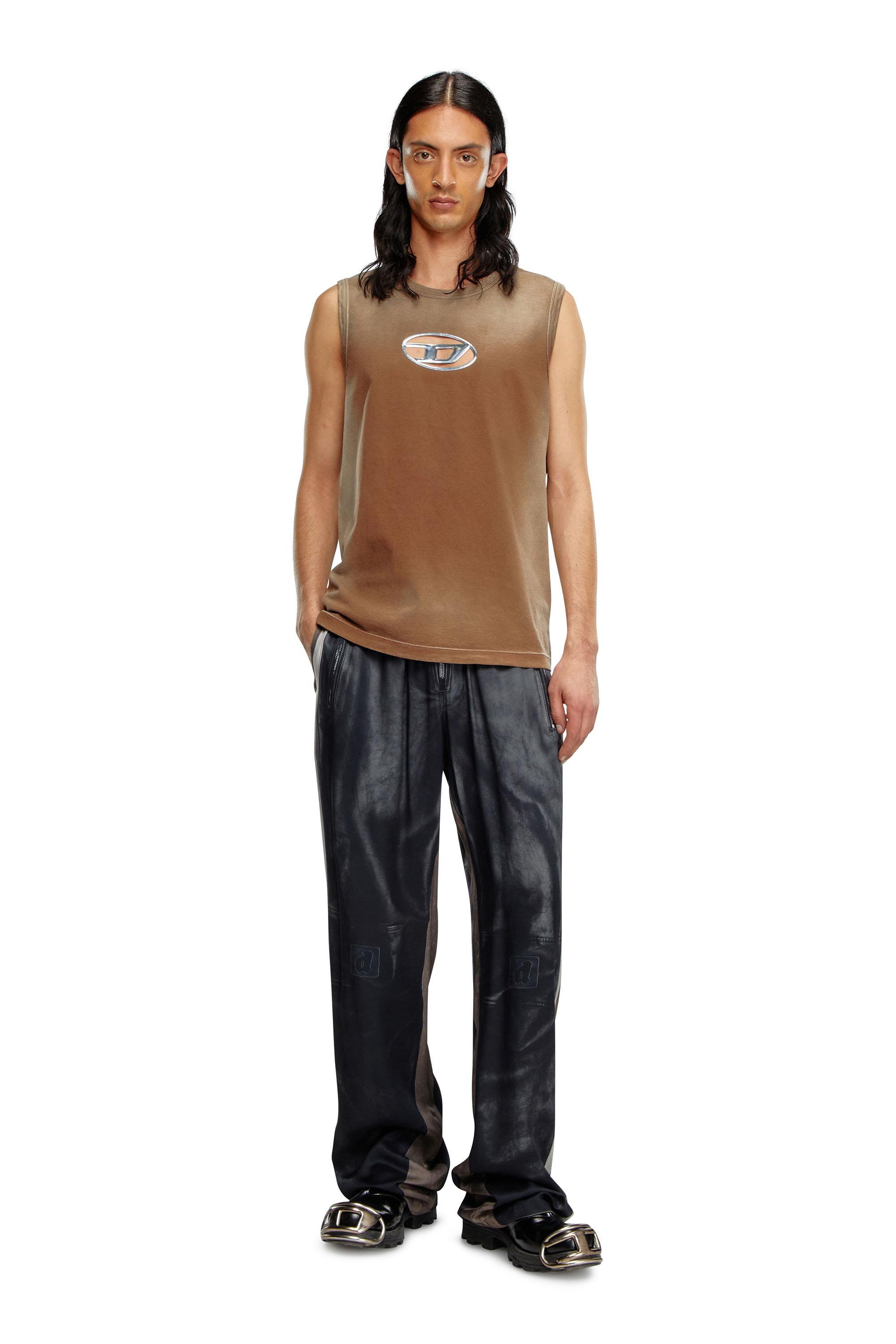 DIESEL Faded Tank Top With Puffy Oval D in Brown for Men
