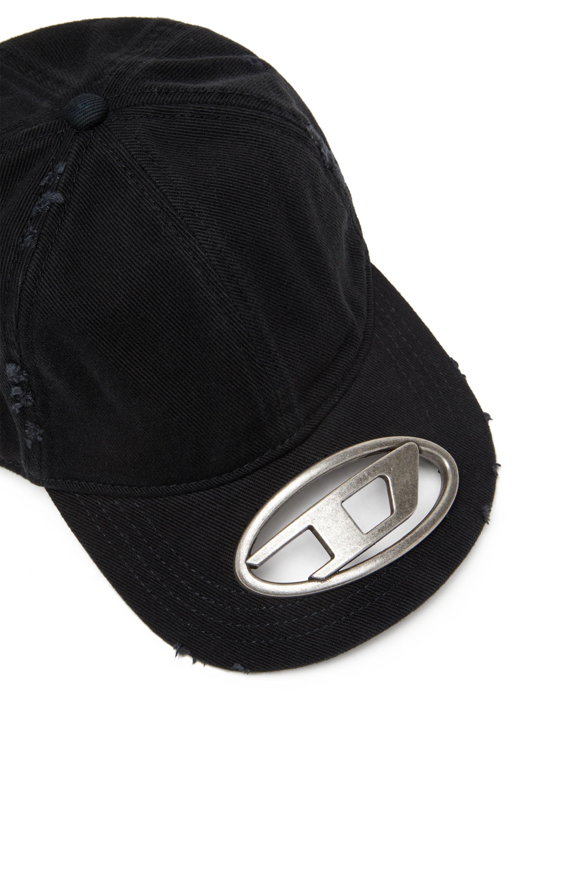 DIESEL Baseball Cap With Metal Oval D Plaque in Black for 