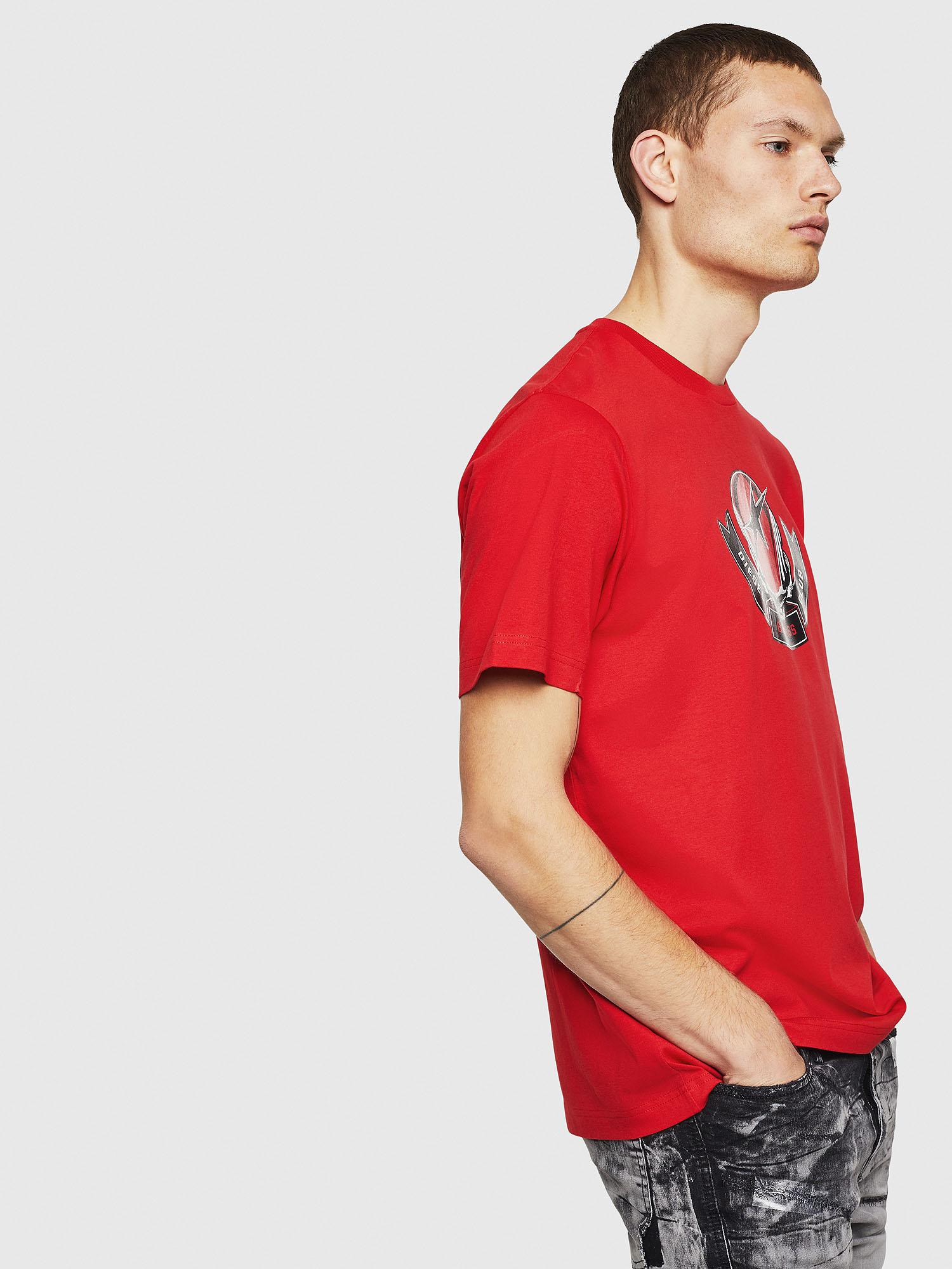 DIESEL T-just-b1 Cotton T-shirt With Badass Club Print in Red for Men ...